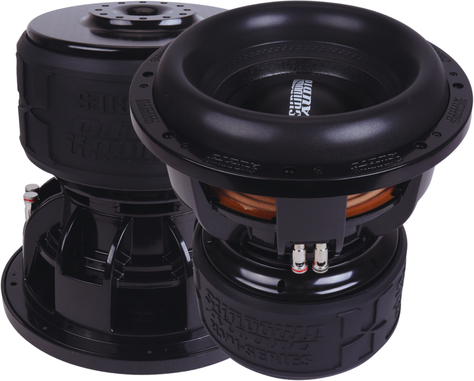 Car subwoofer being installed - 12-inch subwoofer and amplifier
