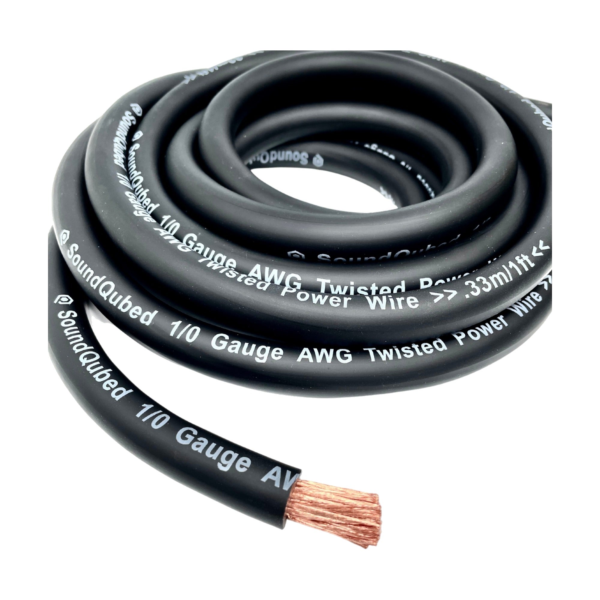 SoundQubed 1/0 Gauge CCA (Copper Clad Aluminum) Power Wire BLACK 50 Ft.