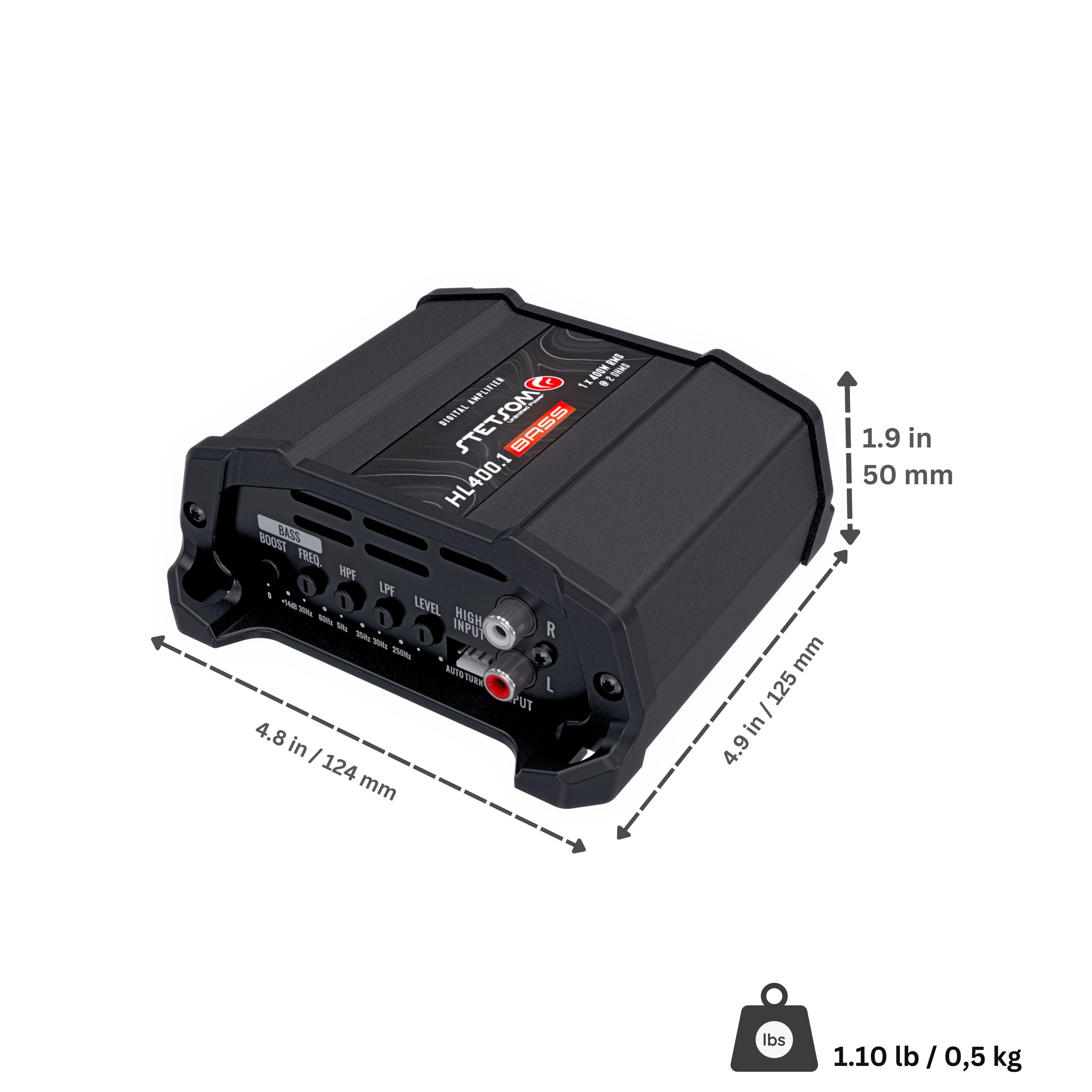 Stetsom HL 400.1 BASS Digital, 400 W RMS, 2 Ohms Stable, Subwoofer Sound Quality, Bass Crossover