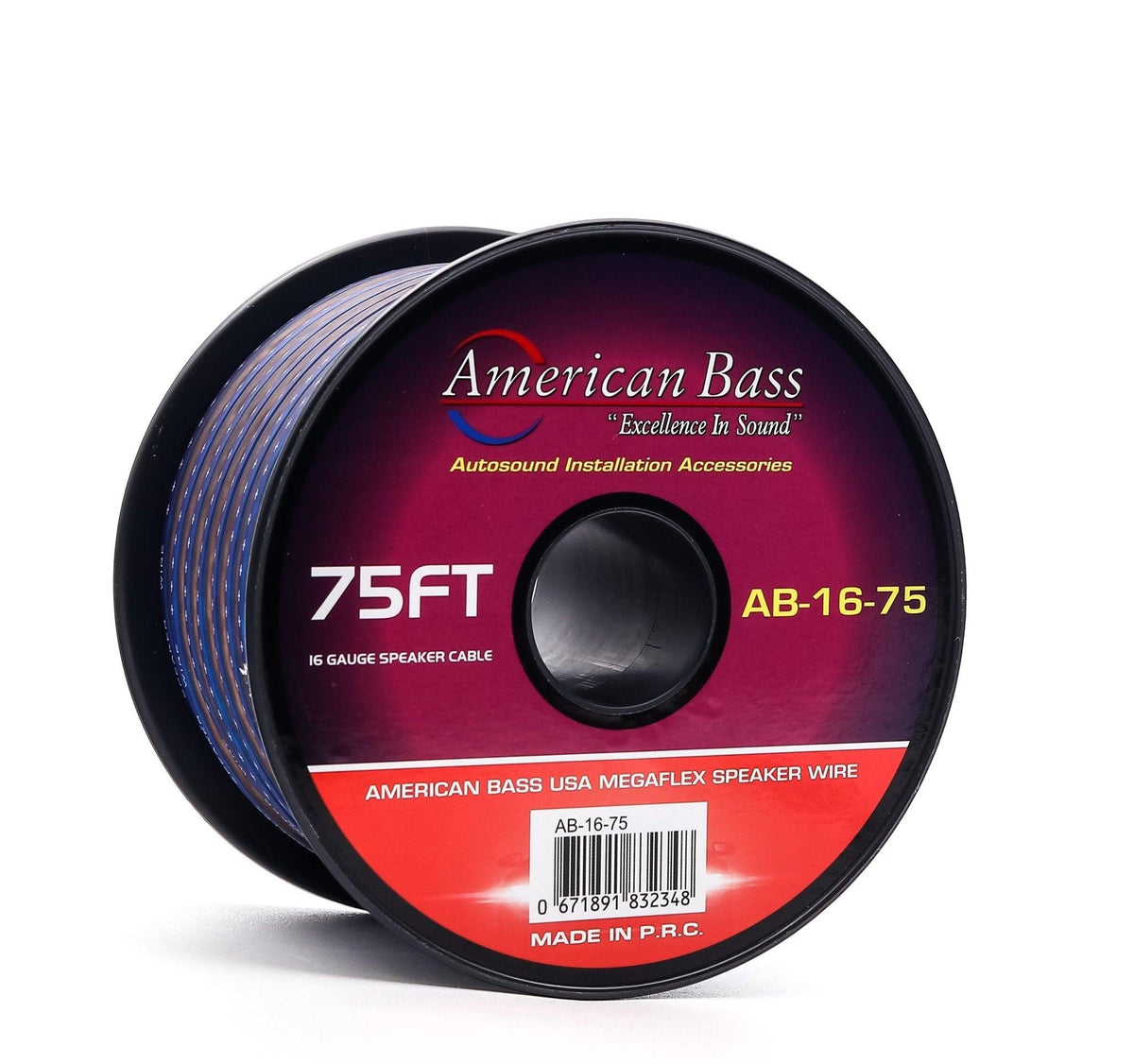 American Bass 16 Gauge Mega Flex CCA Speaker Wire — Blue/Black, 75 ft or 500 ft
