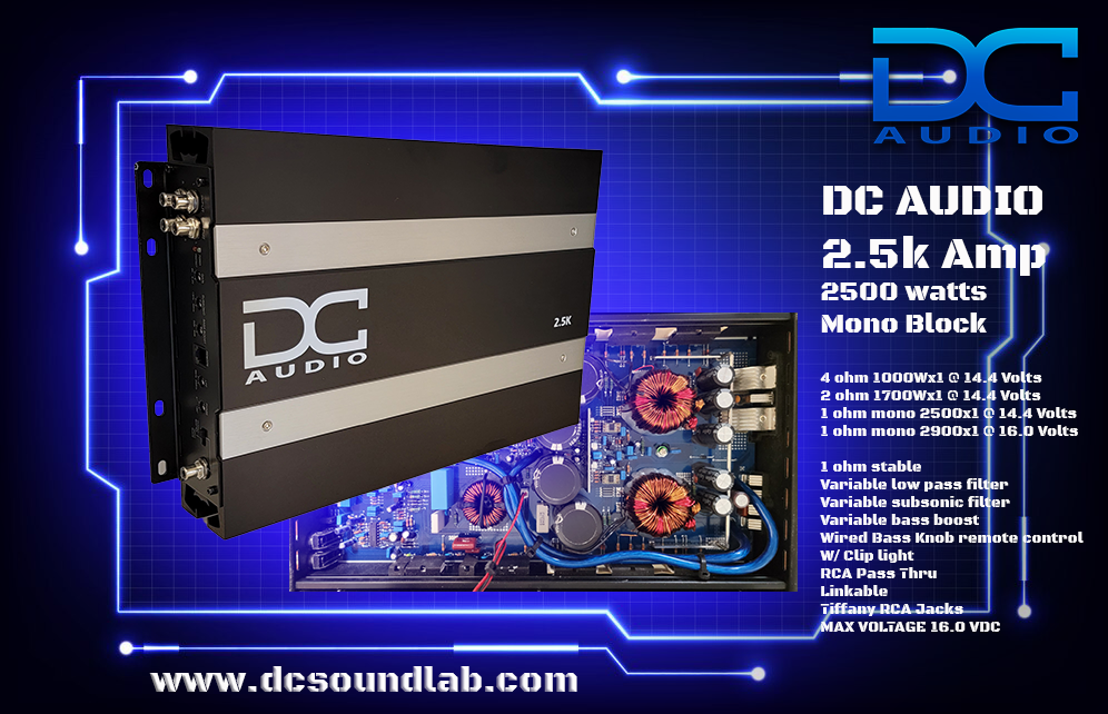 DC Audio 2.5K Monoblock Amplifier 2500W RMS 1 Ohm