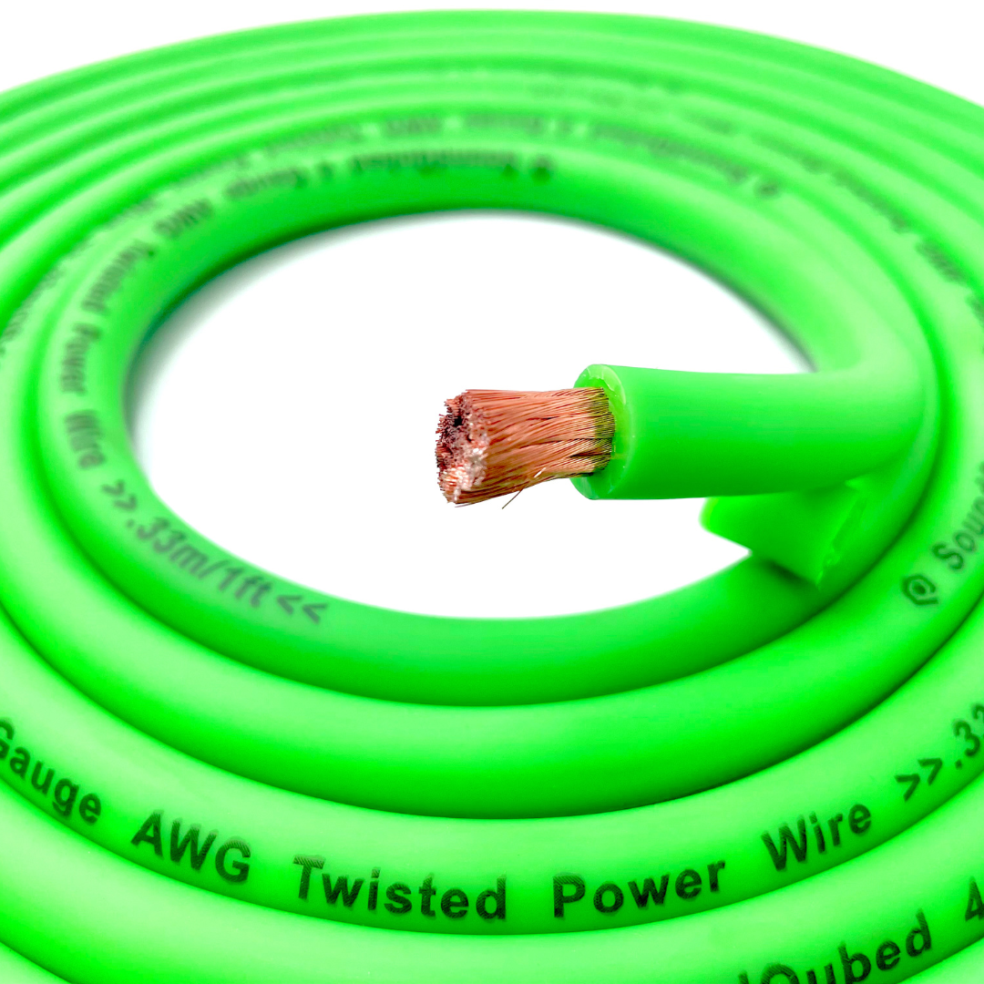 SoundQubed 4 Gauge CCA (Copper Clad Aluminum) Power Wire GREEN 100 Ft.