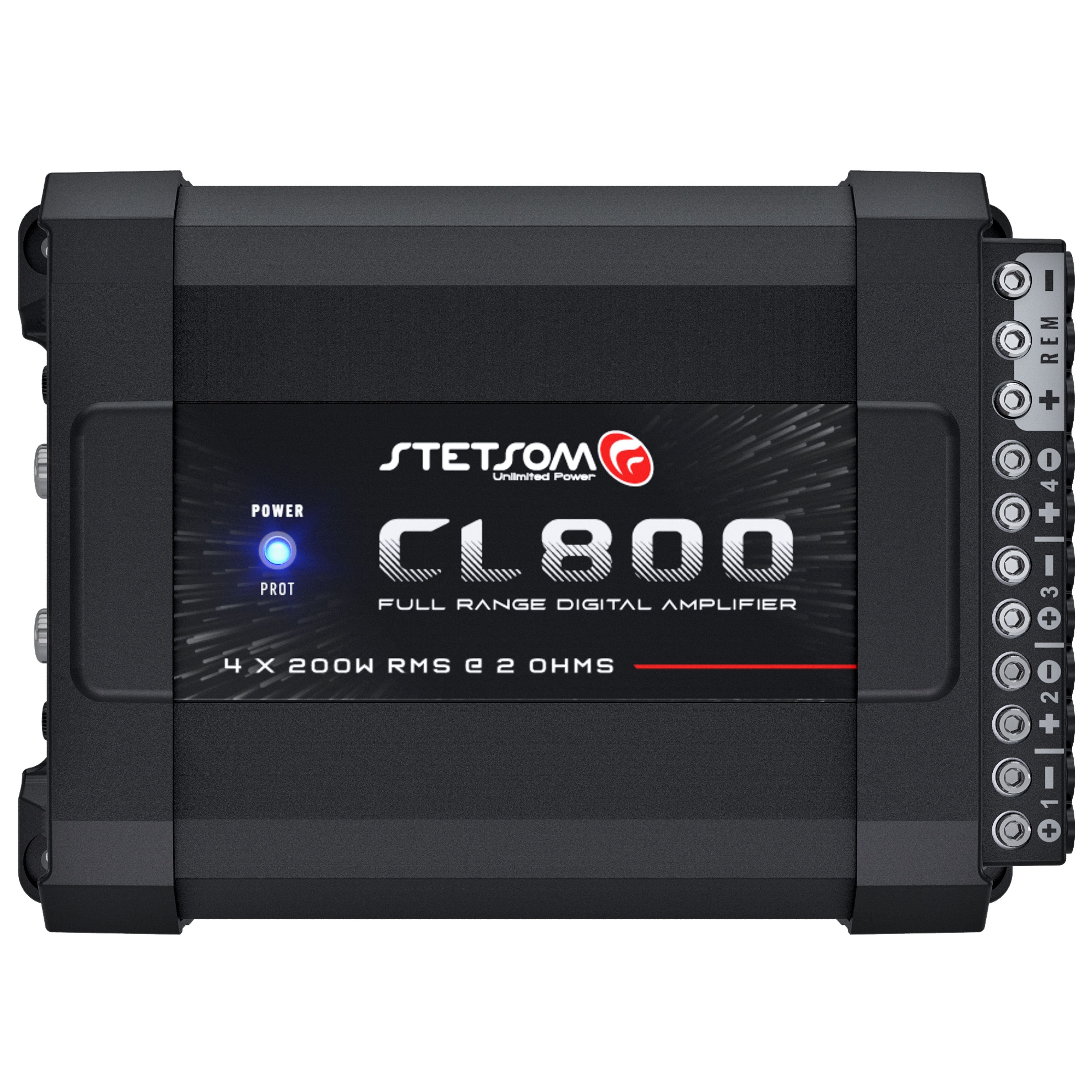 Stetsom CL 800.4 2 Ohm Car Audio Amplifier – 800 Watts RMS, 4 Channel Class D Full Range Amp, Compact Multichannel Stere