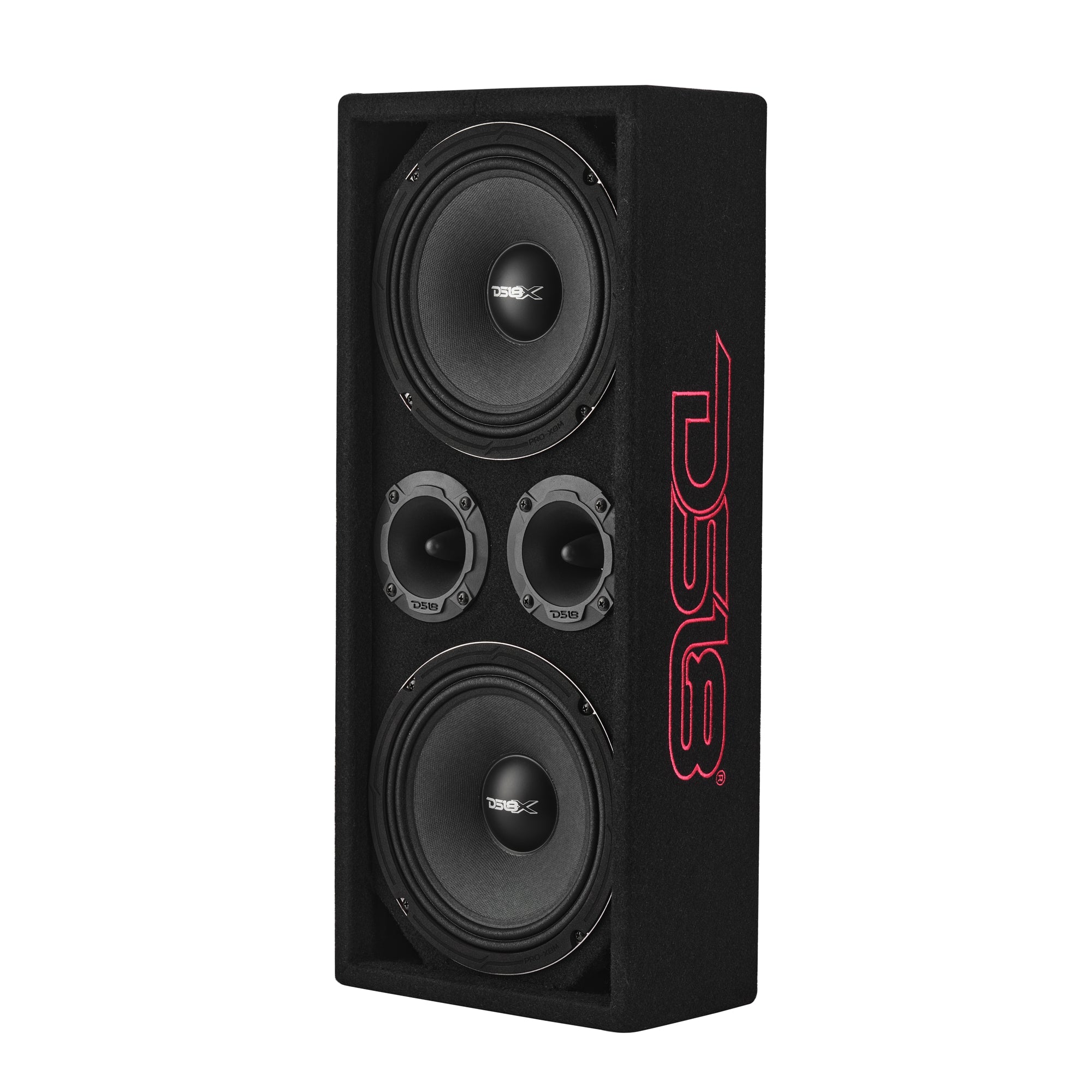 DS18 VOC8LD-PK Loaded Voceteo Enclosure with Dual 8" Speakers, Dual 3.78" Tweeters, Amplifier & Speakon Cable — view 3 of 5