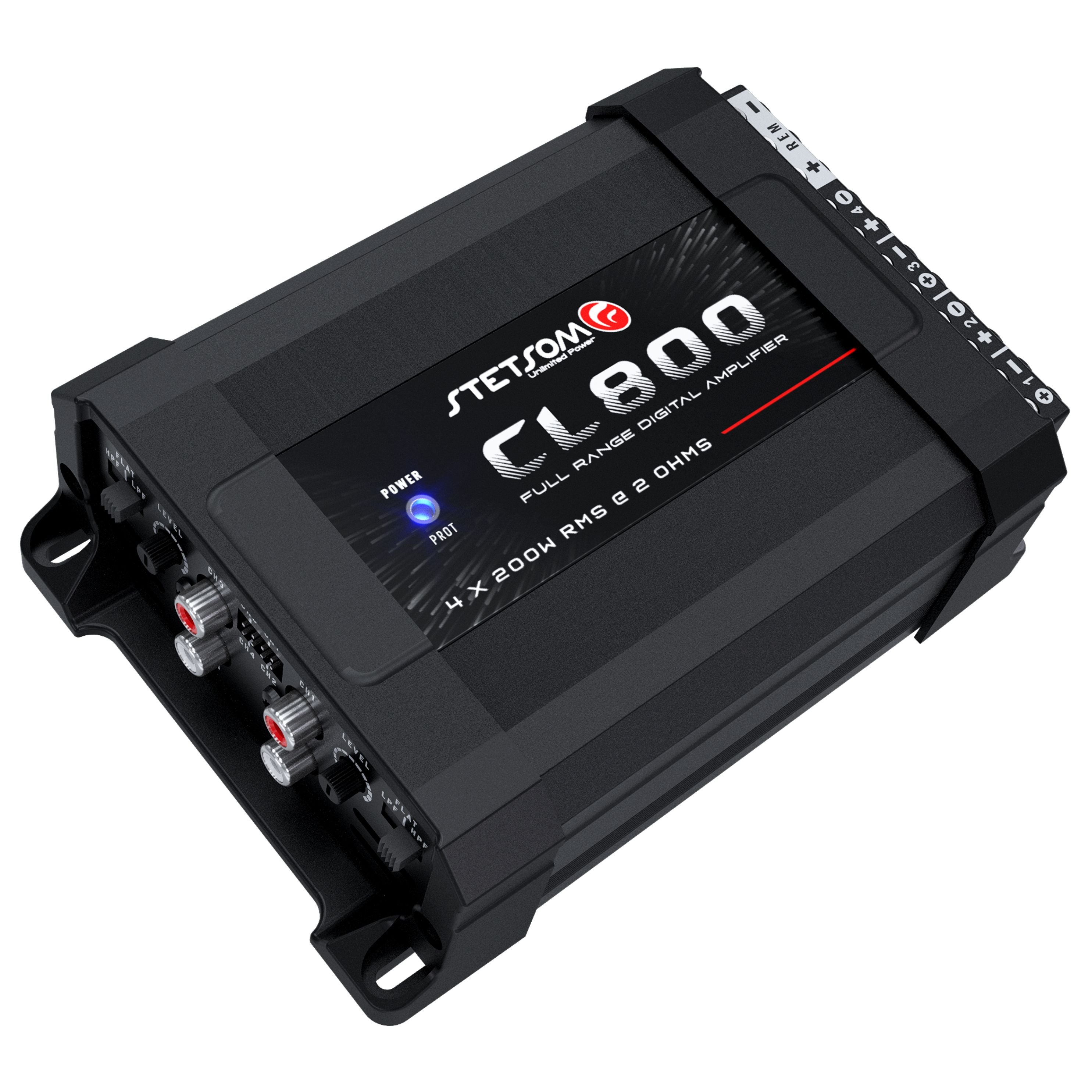Stetsom CL 800.4 2 Ohm Car Audio Amplifier – 800 Watts RMS, 4 Channel Class D Full Range Amp, Compact Multichannel Stere