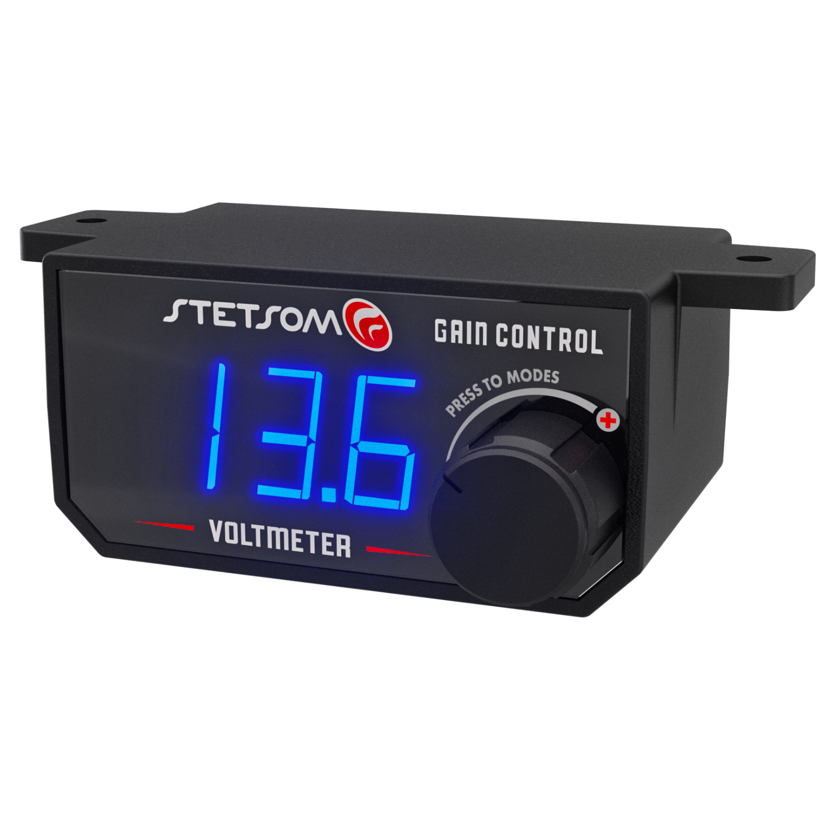 Stetsom 4in1 Universal Bass Knob Gain Control + Voltmeter + On/Off Switch + High to RCA Input Converter, Blue LED Displa