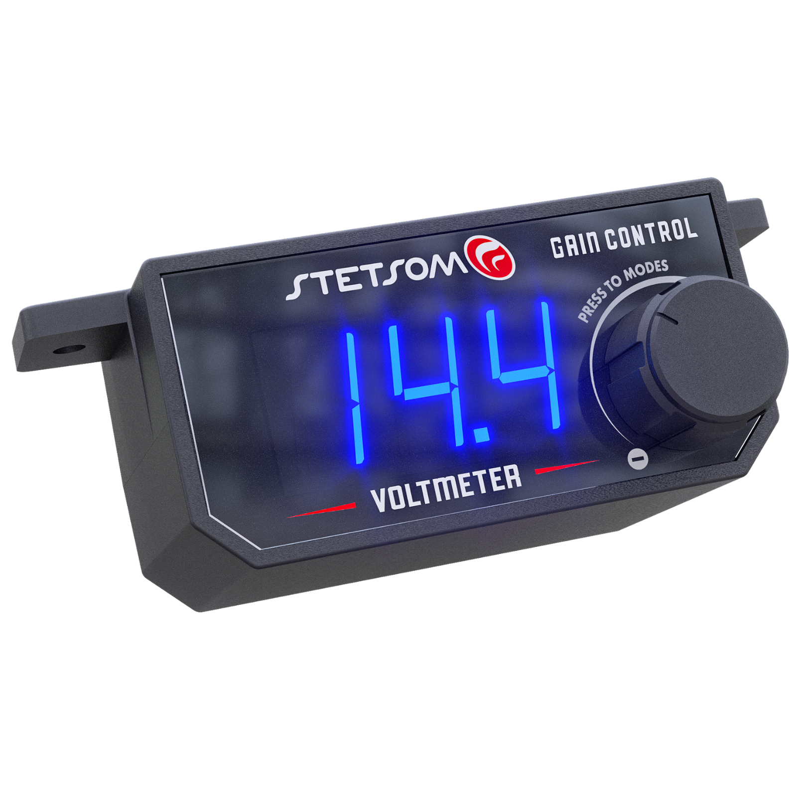 Stetsom 4in1 Universal Bass Knob Gain Control + Voltmeter + On/Off Switch + High to RCA Input Converter, Blue LED Displa