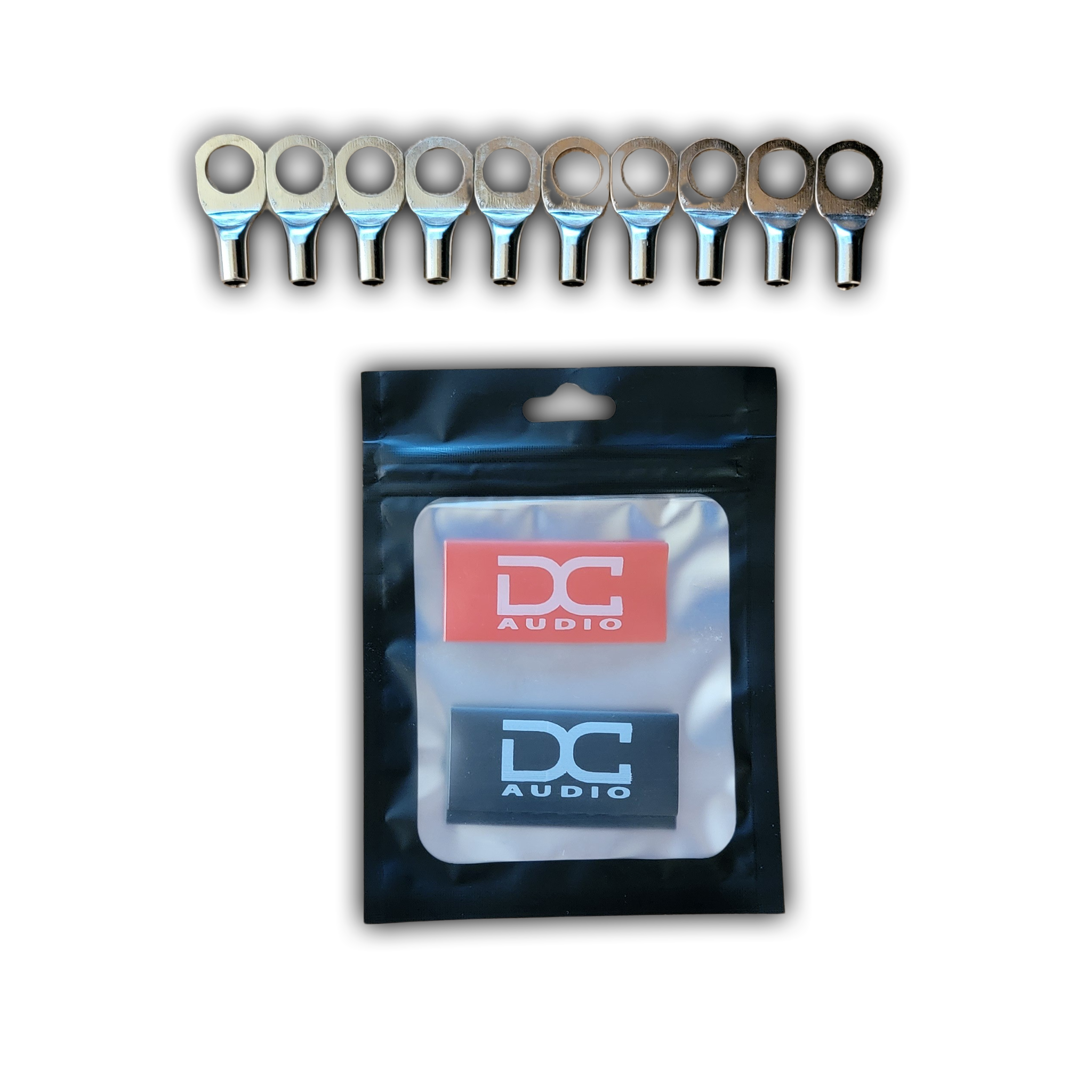 DC Audio 8 AWG 10mm Ring Terminals w/ Heat Shrink (10-Pack)