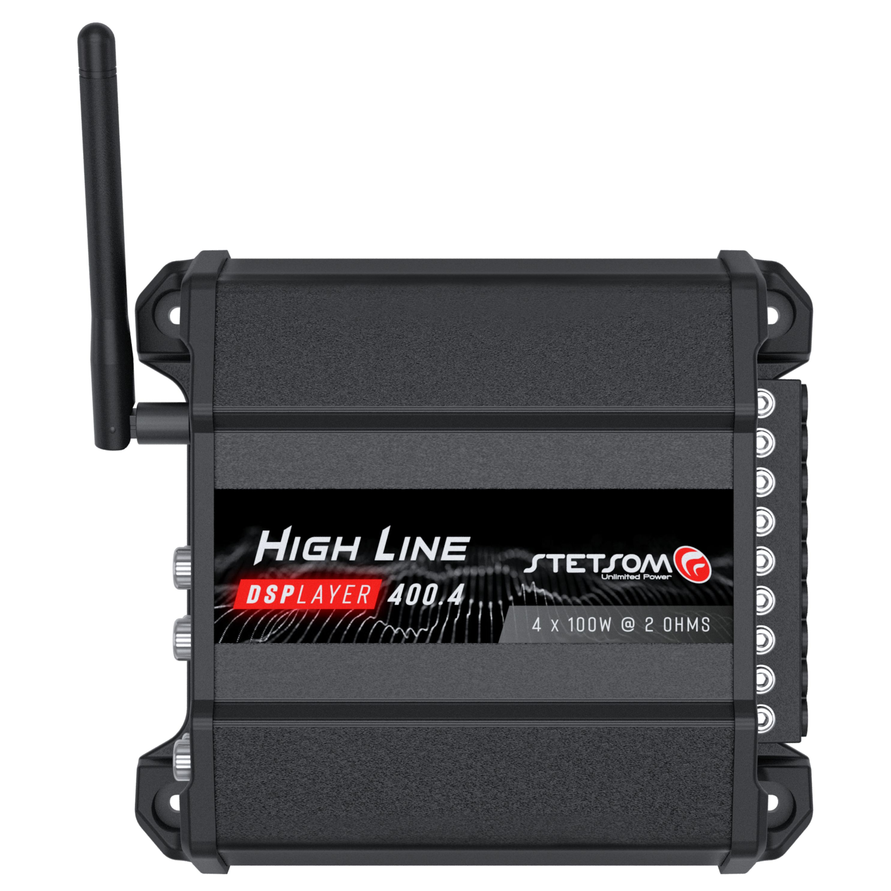 Stetsom High Line DSPLAYER 400.4, Car Audio Amplifier with DSP, Bluetooth, FM Radio, Multiple Audio Inputs, Mobile App C