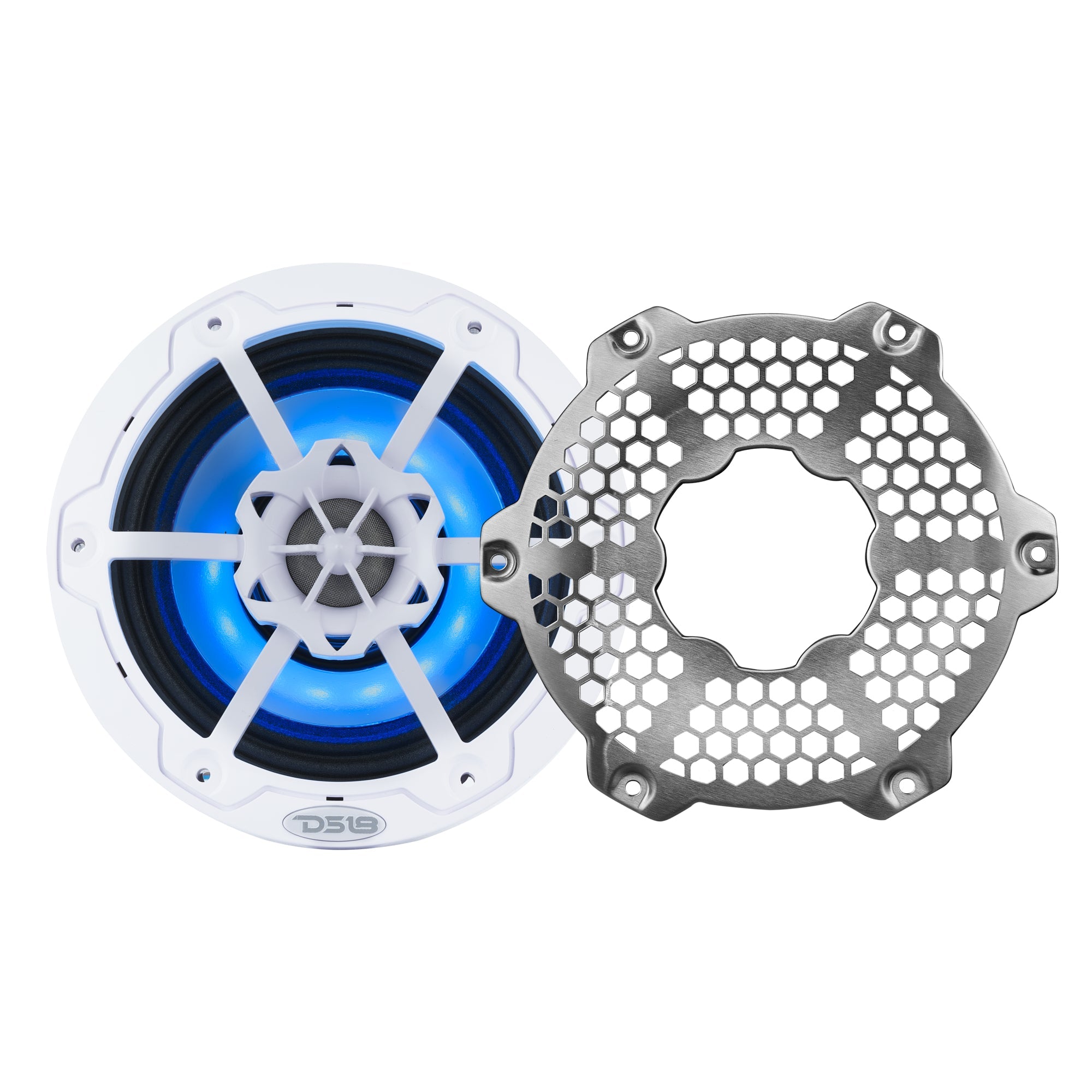 DS18 6.5” Marine 2-Way Hybrid Speaker with RGB LED, Compression Driver and Neodymium Magnet | 250W RMS 4-Ohm