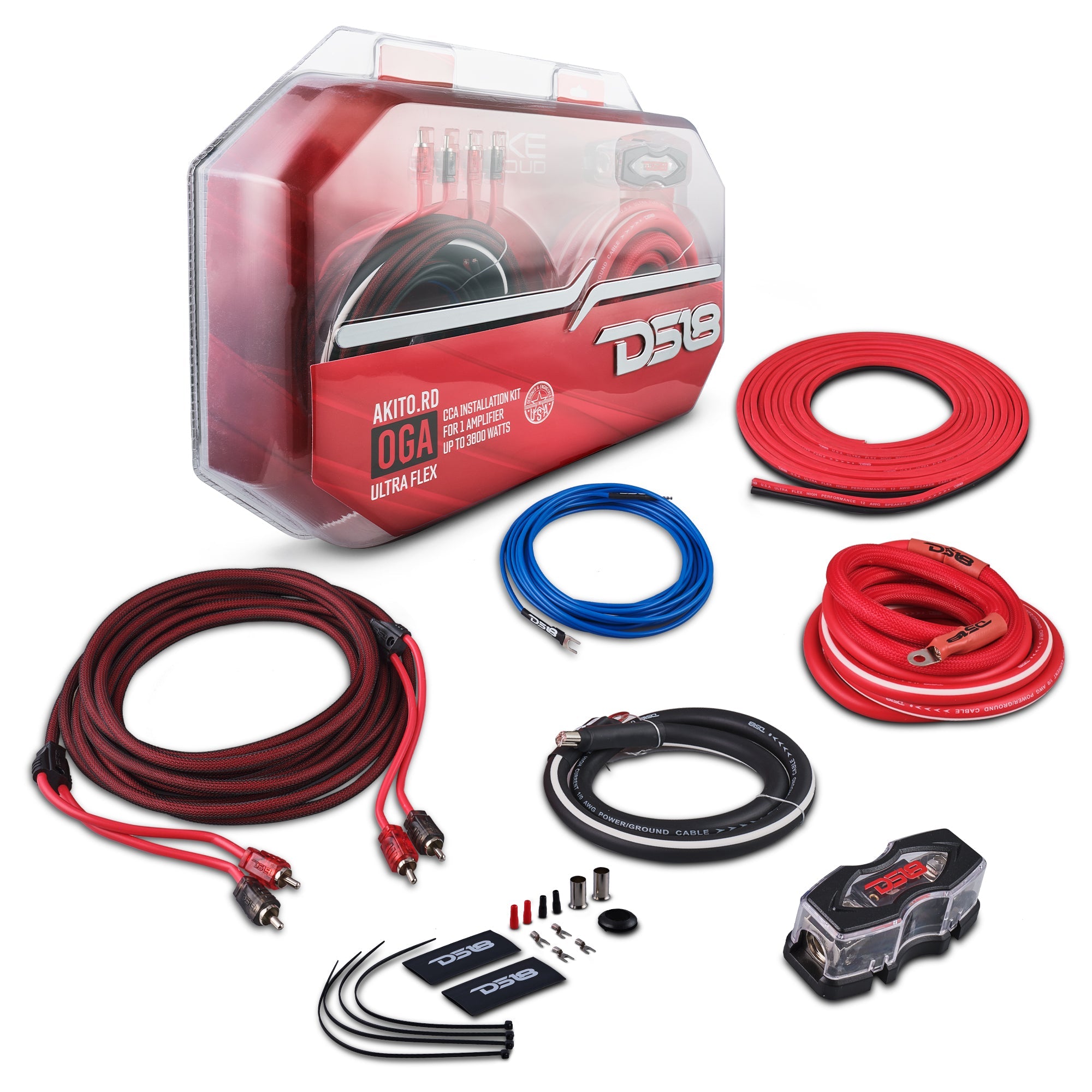 DS18 0-GA Amplifier Installation Wiring Kit - Red