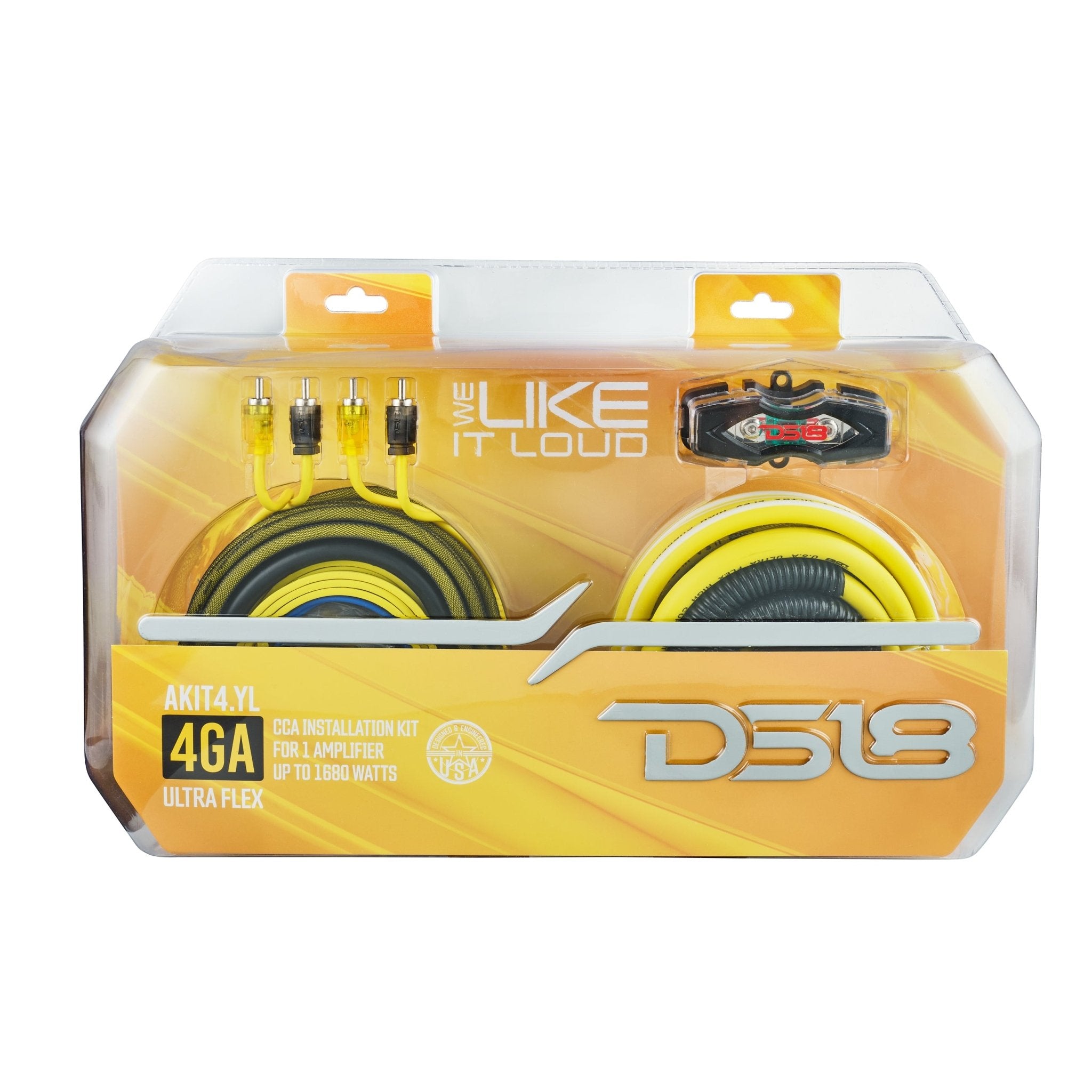 DS18 4-GA Amplifier Installation Wiring Kit - Yellow