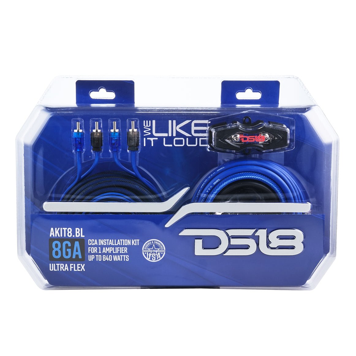 DS18 8-GA Amplifier Installation Wiring Kit - Blue