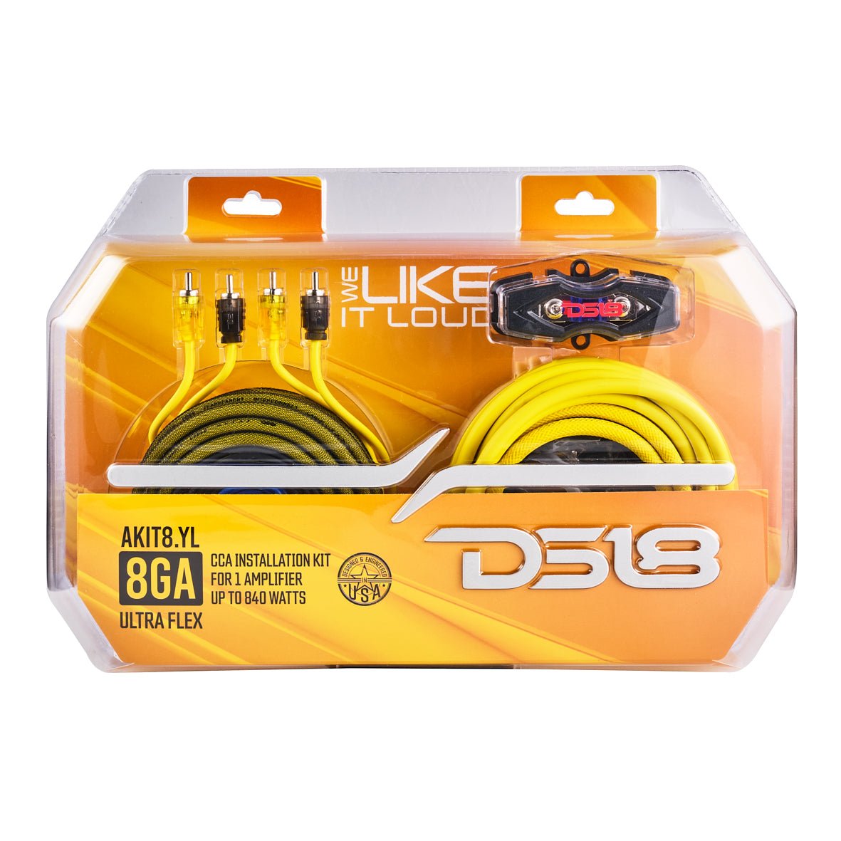 DS18 8-GA Amplifier Installation Wiring Kit - Yellow