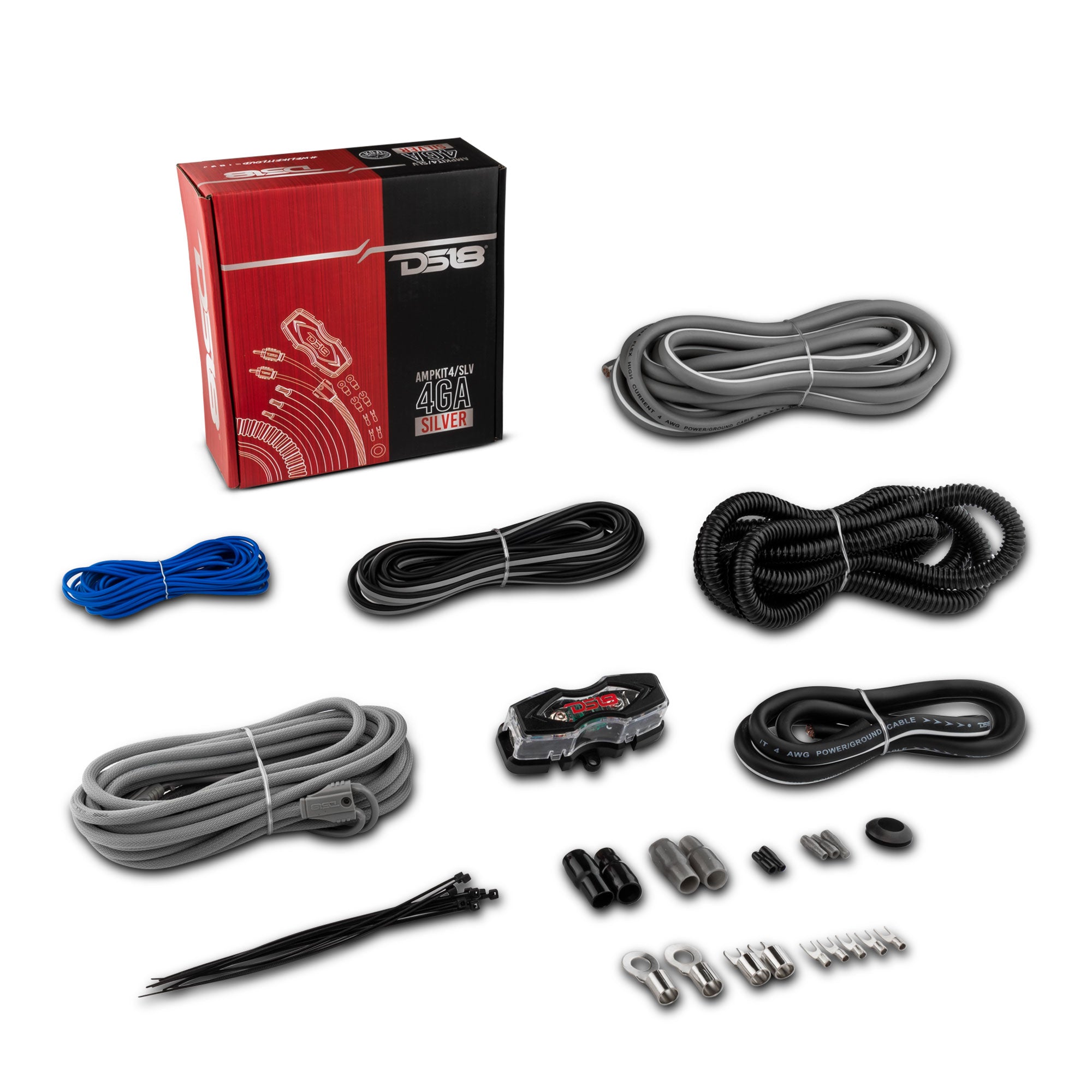 DS18 4-GA CCA Amplifier Installation Kit - SILVER