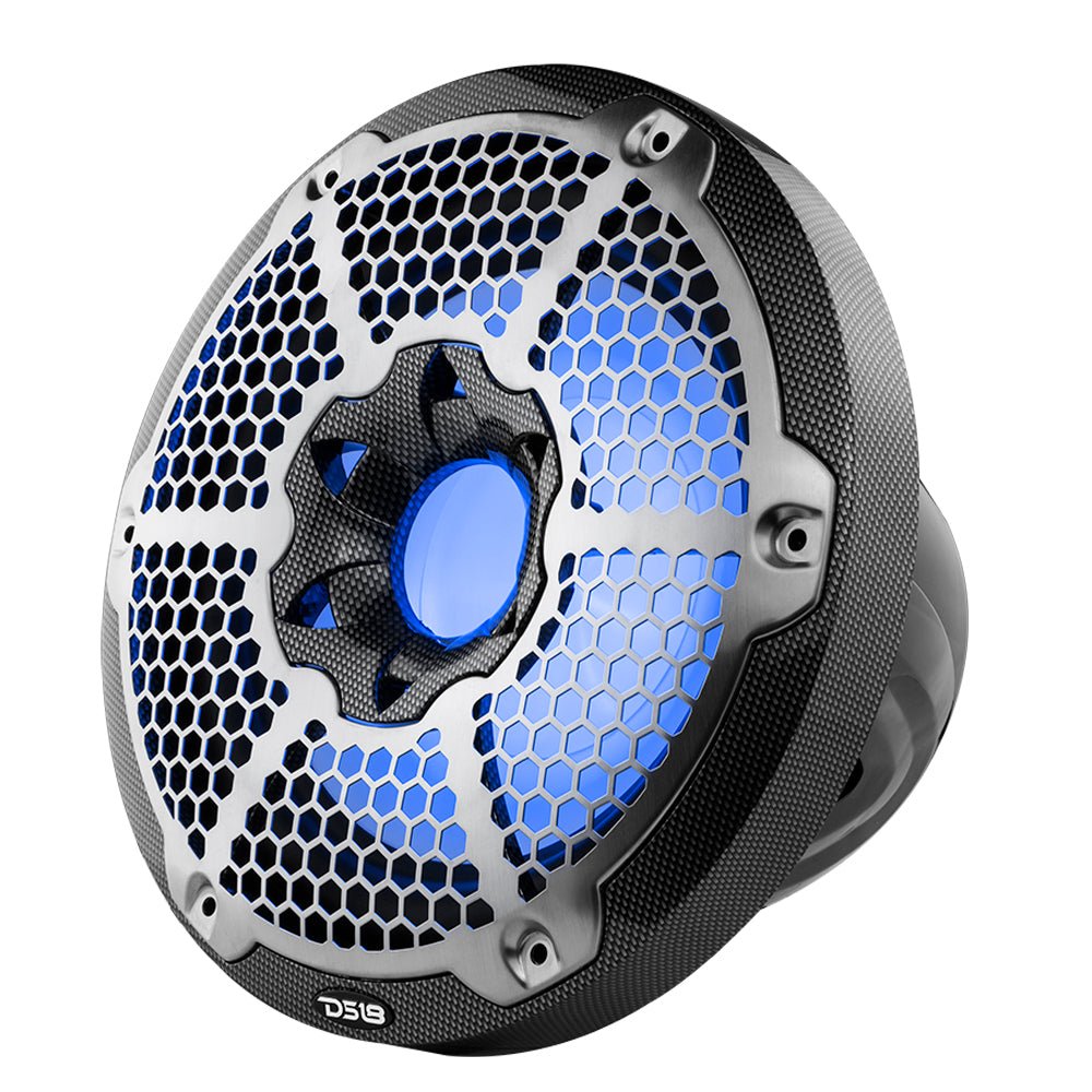 DS18 NXL 10" Marine Subwoofer With LED RGB Lights 300 Watts Rms SVC 4-Ohm -Black Carbon Fiber
