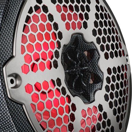 DS18 NXL 8" 2-Way Coaxial Marine Speaker With LED RGB Lights 125 Watts Rms 4-Ohm - Black Carbon Fiber