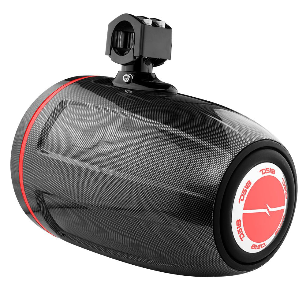 DS18 NXL 10" Neodymium Marine and Powersports Towers with Built-in Passive Radiator, 1" Driver and LED RGB Lights 300 Watts Rms -Black Carbon Fiber