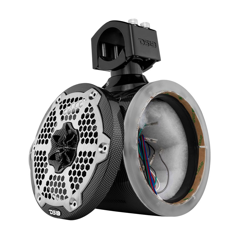 DS18 NXL 6.5" Marine and Powersports Empty Tower LED RGB Lights -Black Carbon Fiber