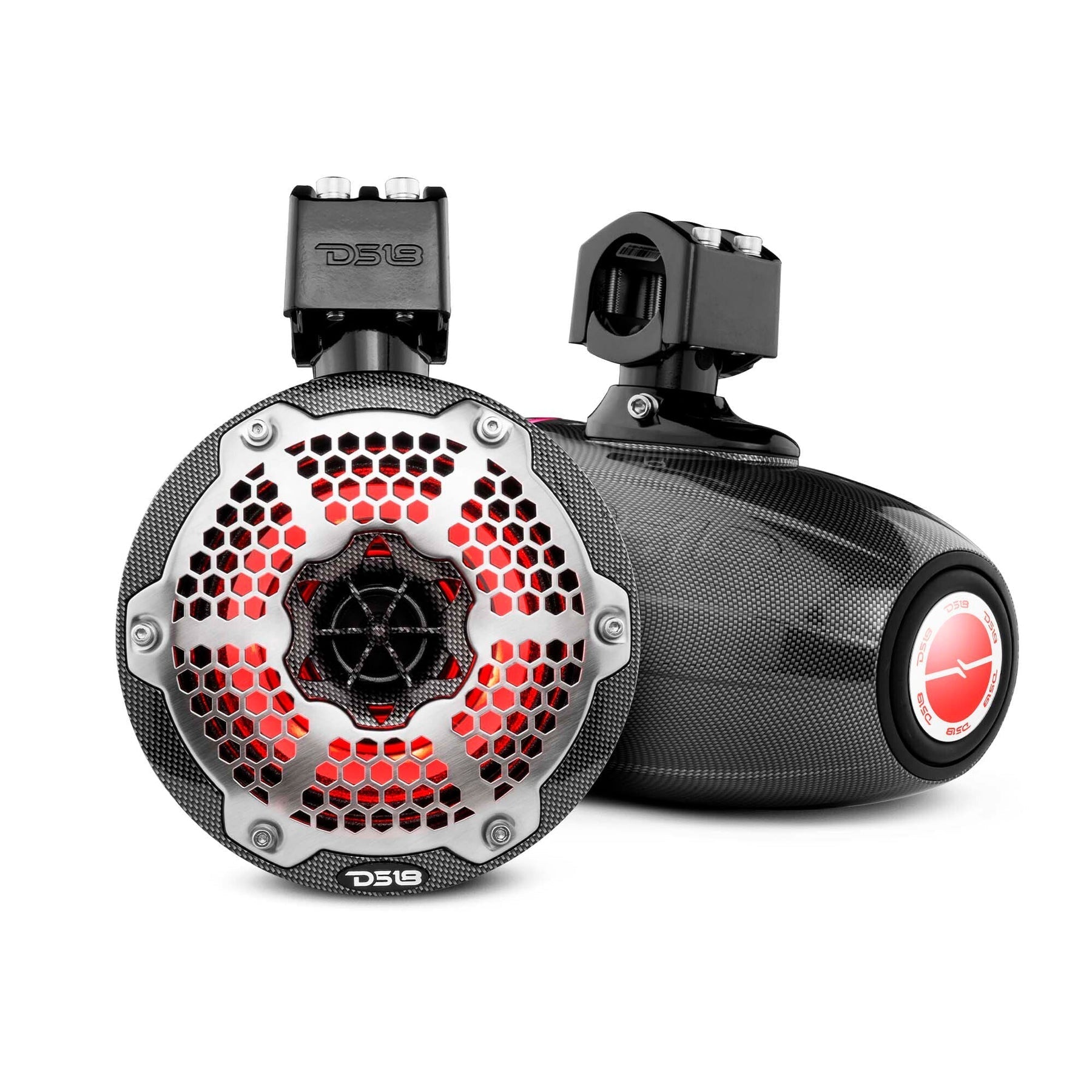 DS18 NXL 6.5" Neodymium Marine and Powersports Towers with Built-in Passive Radiator, 1" Driver and LED RGB Lights 150 Watts Rms