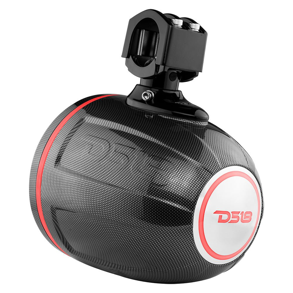 DS18 NXL 8" Marine and Powersports Compact PRO Towers with Loudspeaker and driver Built in LED RGB Lights 250 Watts Rms -Black Carbon Fiber (PRO-HY8.4B Included)
