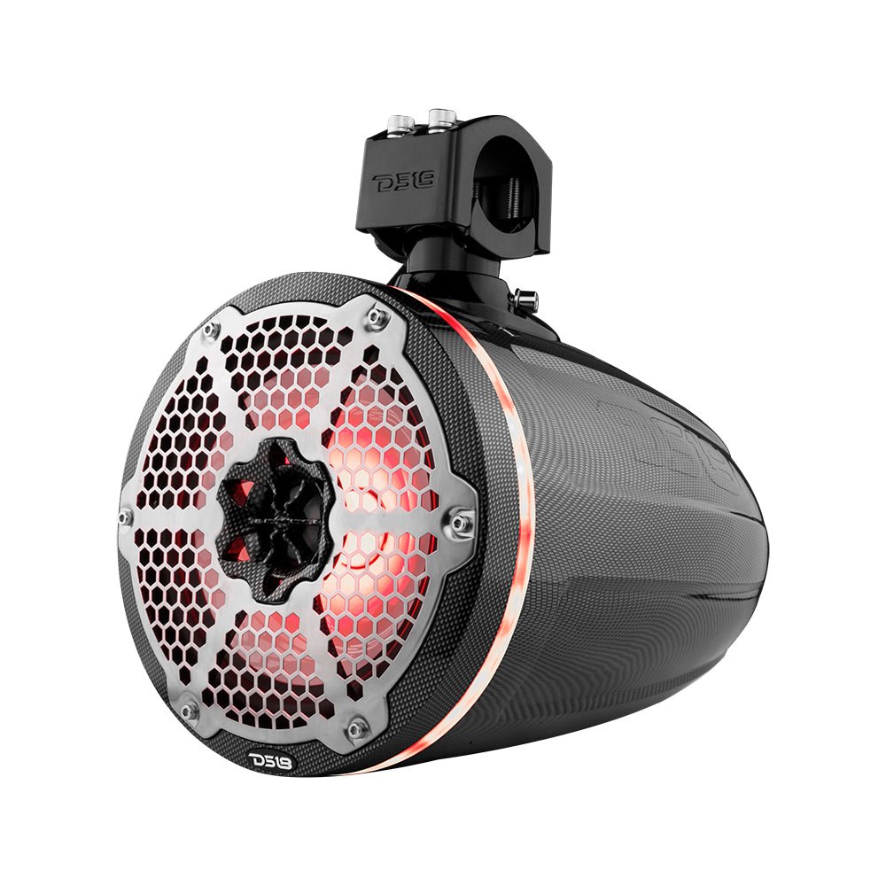 DS18 NXL 8" Marine and Powersports Towers LED RGB Lights 125 Watts Rms - Black Carbon Fiber