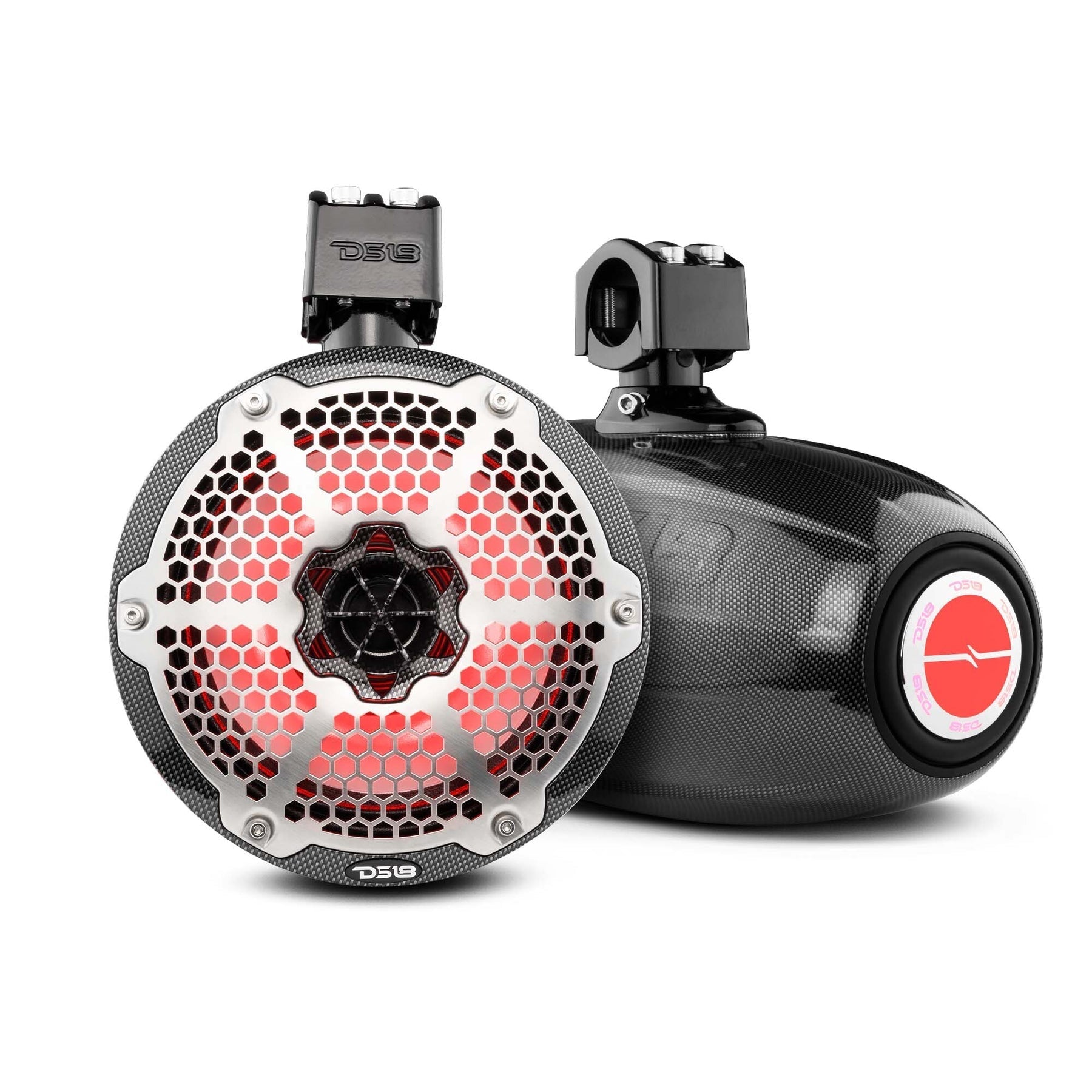 DS18 NXL 8" Neodymium Marine and Powersports Towers with Built-in Passive Radiator, 1" Driver and LED RGB Lights 180 Watts Rms