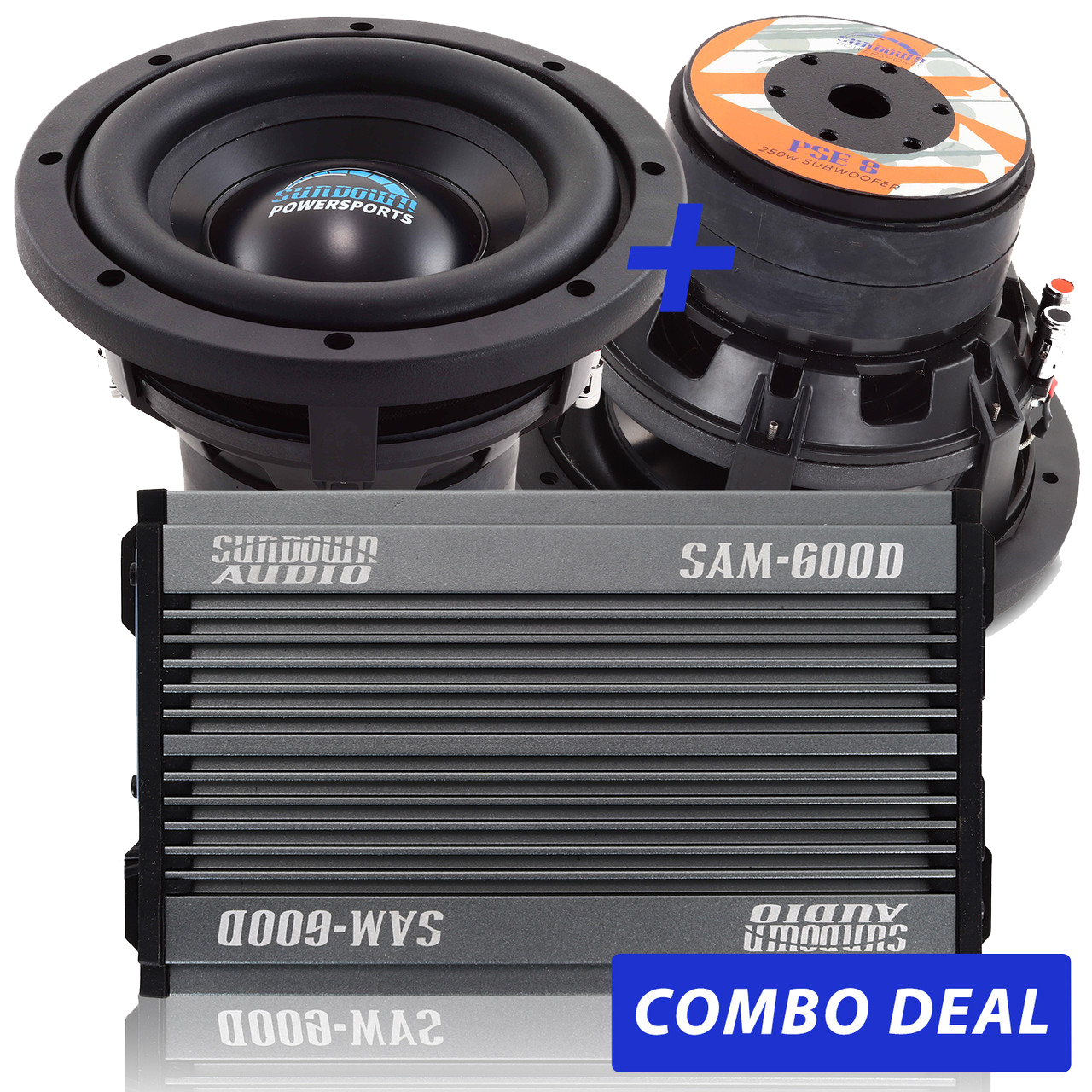 Sundown Audio 2 PSE-8 8" Powersports Subwoofers & 1 SAM-600.1 Combo Deal 250W RMS