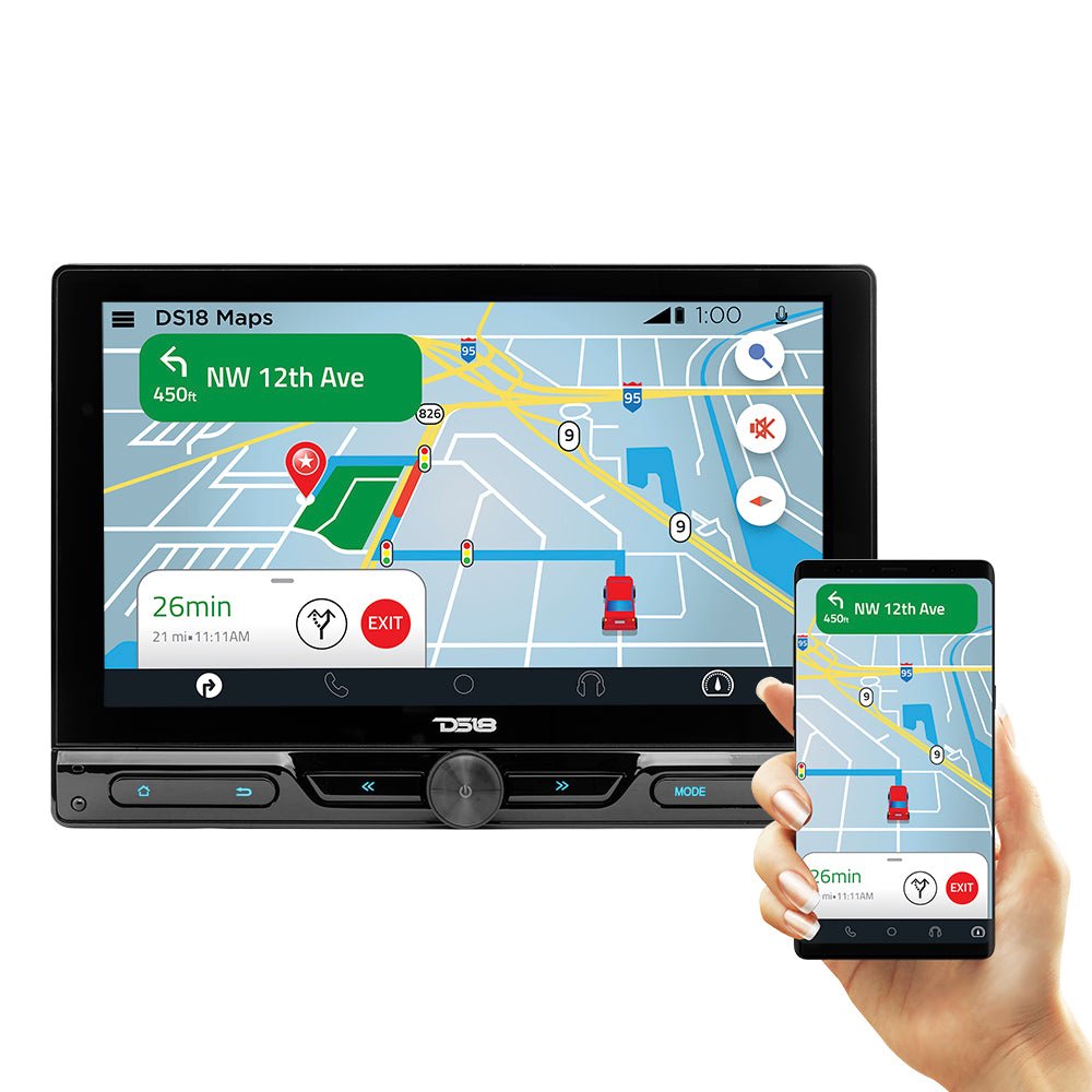 DS18 10.5" Floating Adjustable Modular Touchscreen Mechless Single-DIN Head Unit with Bluetooth, Mirror Link and USB