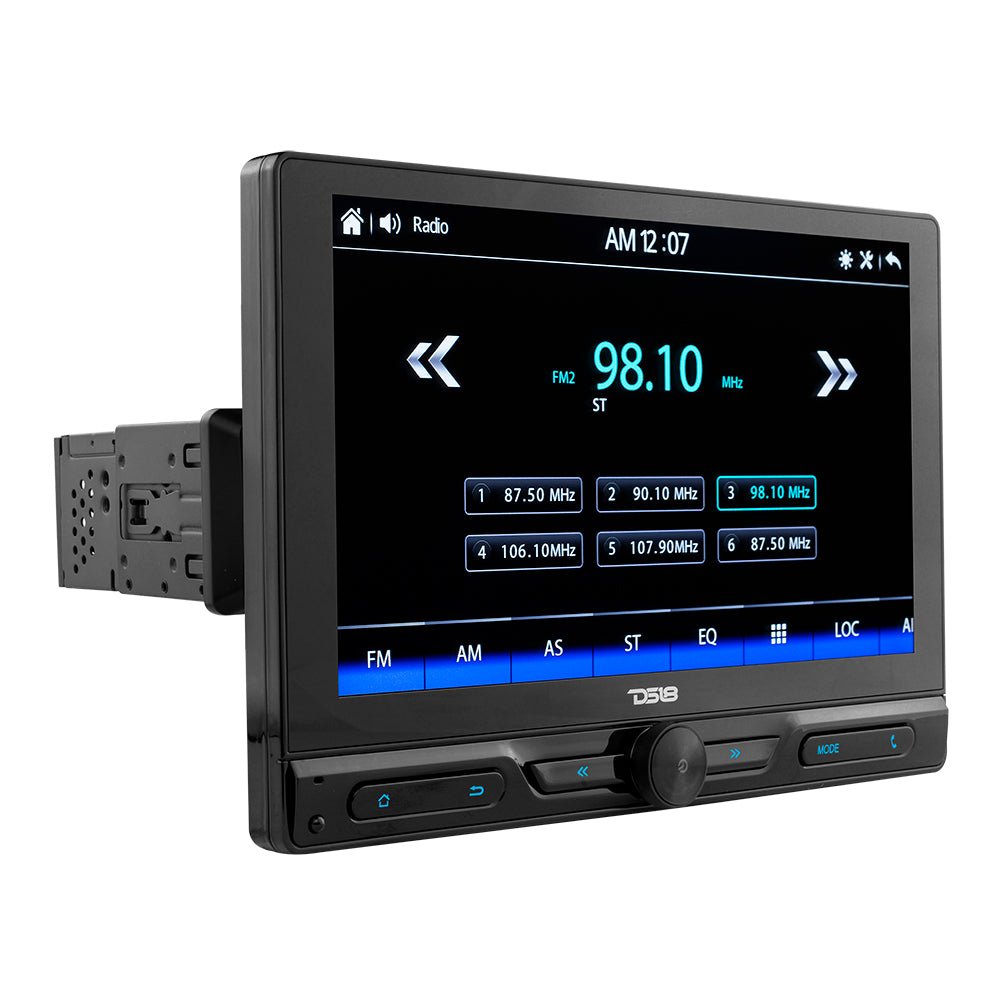 DS18 10.5" Floating Adjustable Modular Touchscreen Mechless Single-DIN Head Unit with Bluetooth, Mirror Link and USB