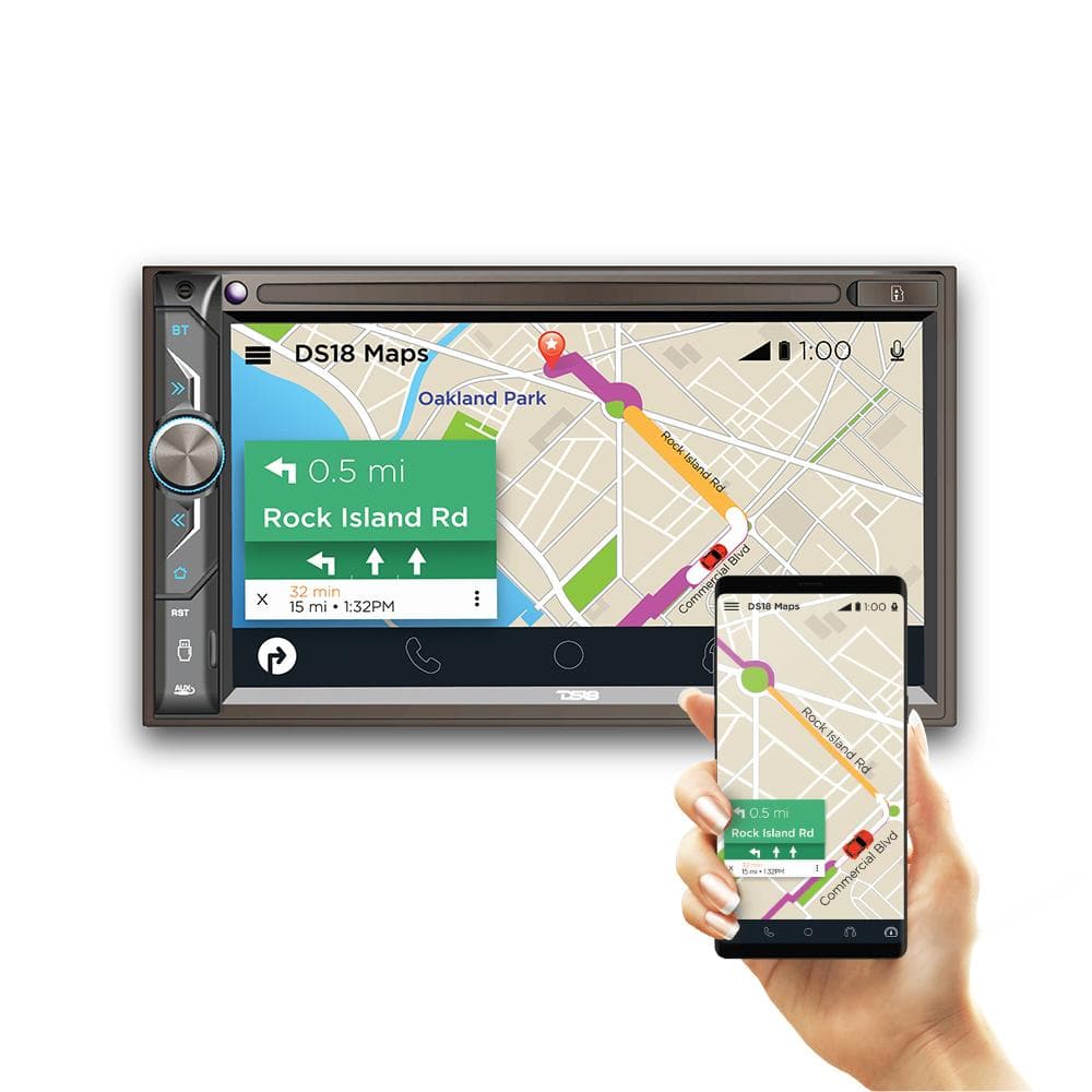 DS18 6.9" Touchscreen Mechless Double-DIN Headunit with Bluetooth, USB and Mirror Link