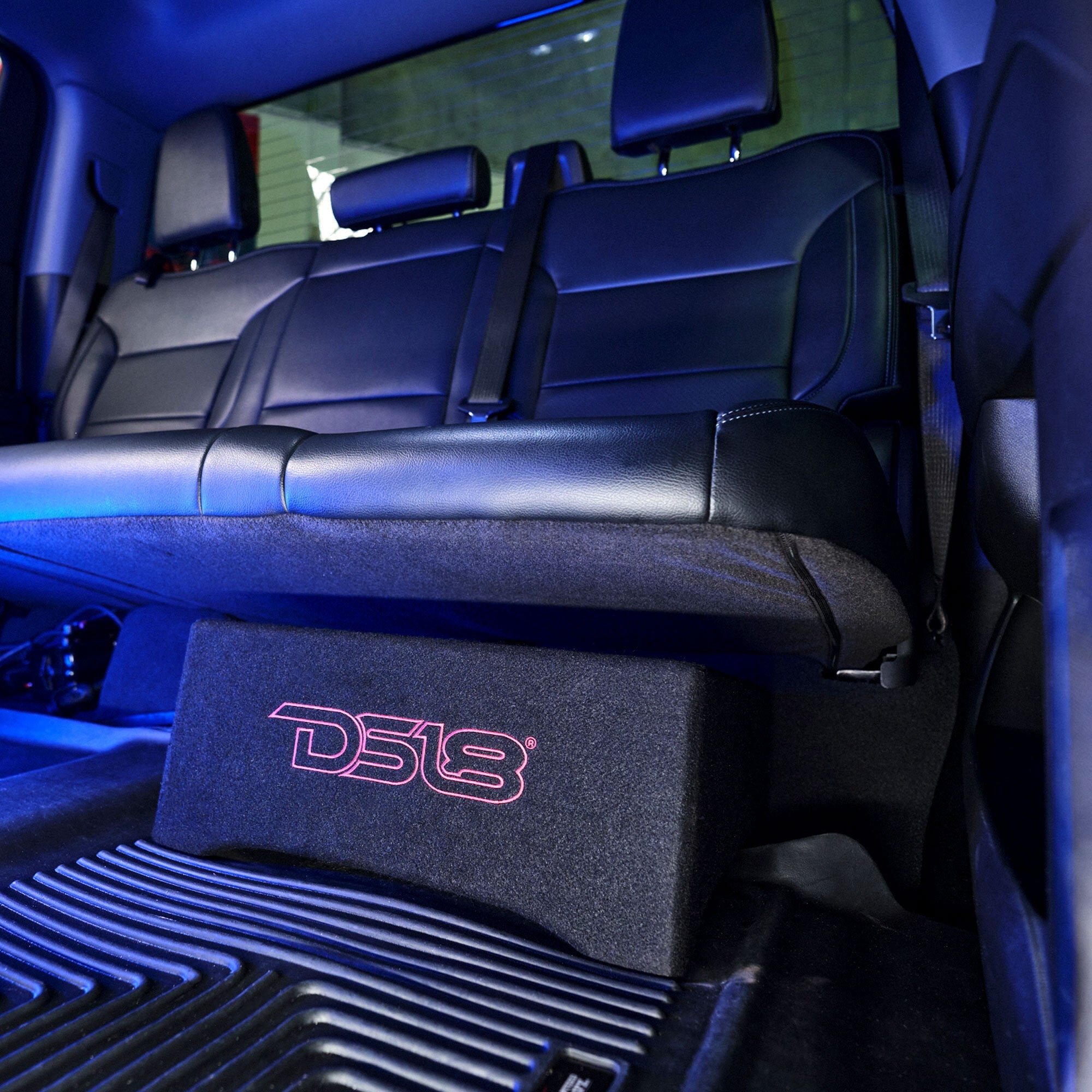 DS18 DFPU Under Seat 10” Shallow Subwoofer Enclosure | Sealed, Loaded, 600W RMS @ 2 Ohm