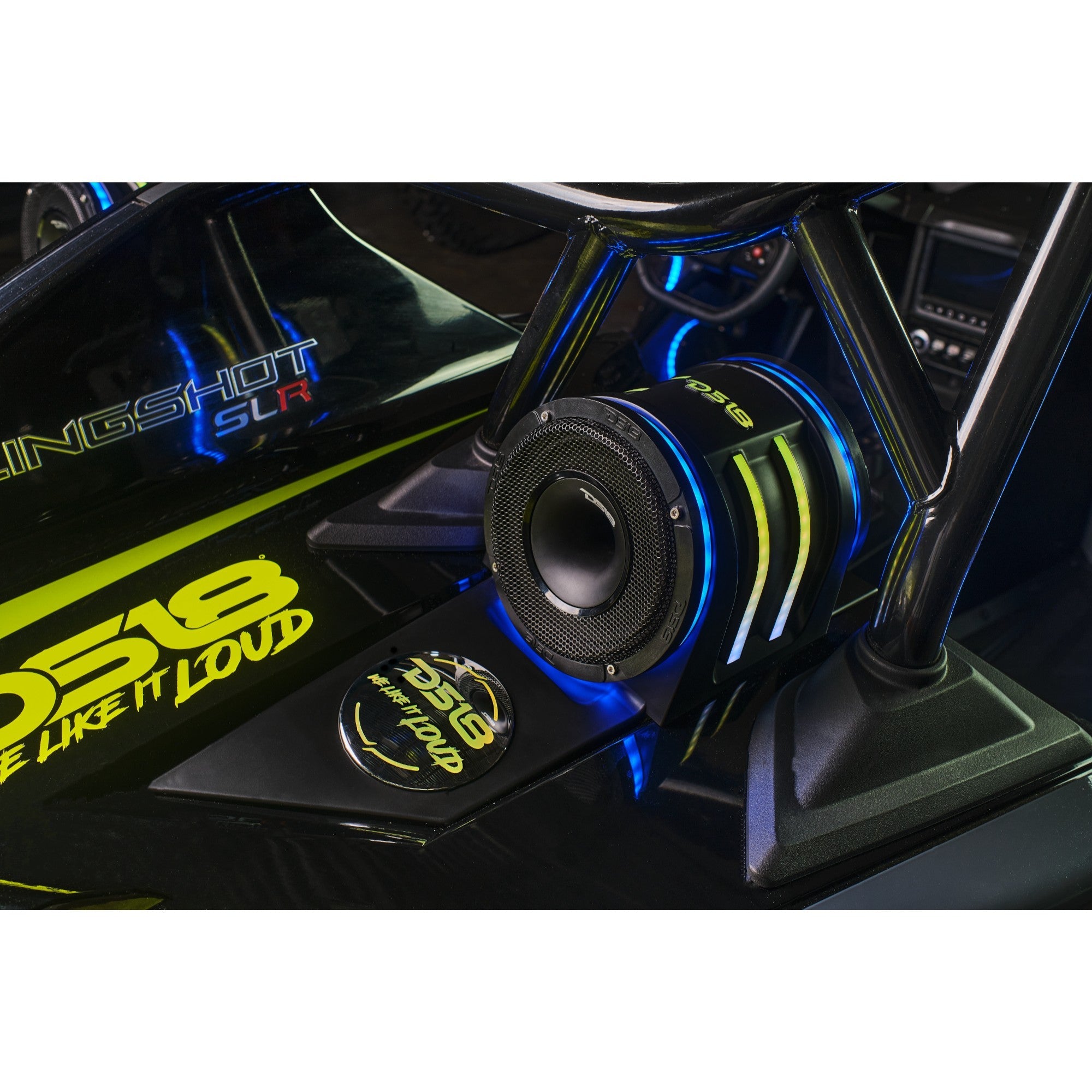 DS18 Polaris Slingshot Headrest Empty Enclosure With Digital LED Lights fits 4 x 6.5" Speakers | 2015 - Current