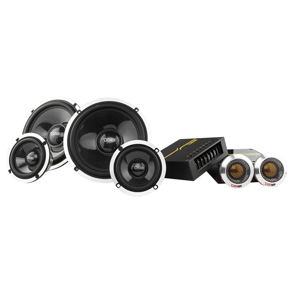 DS18 DX 6.5" 3- Way Neodymium Component Speaker System With Carbon Fiber Cone 290 Watts Rms 4-Ohm