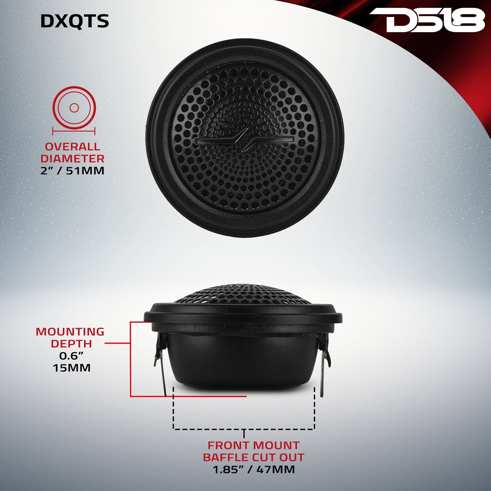 DS18 2" Silk Dome Tweeter with Neodymium Magnet | 30W RMS 4-Ohm