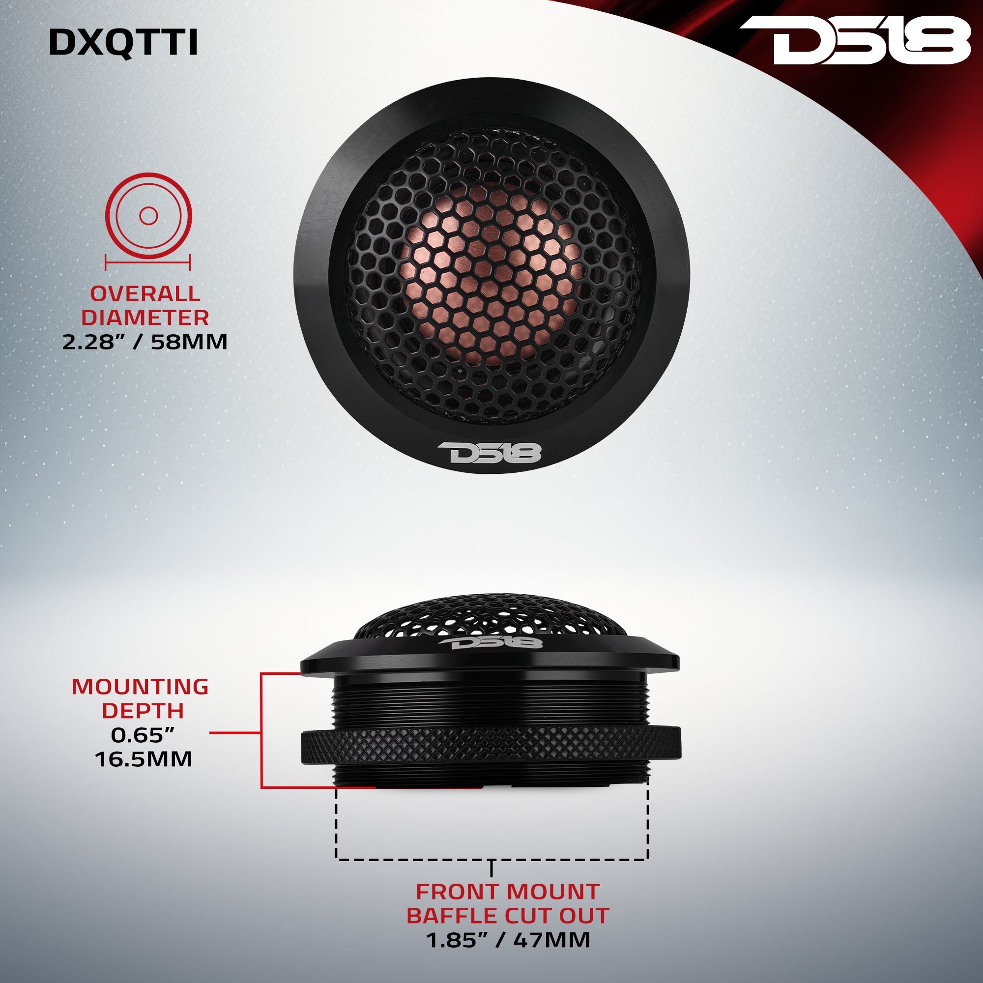 DS18 DXQ 2.2" Titanium Dome Tweeter with Neodymium Magnet | 30W RMS 4-Ohm