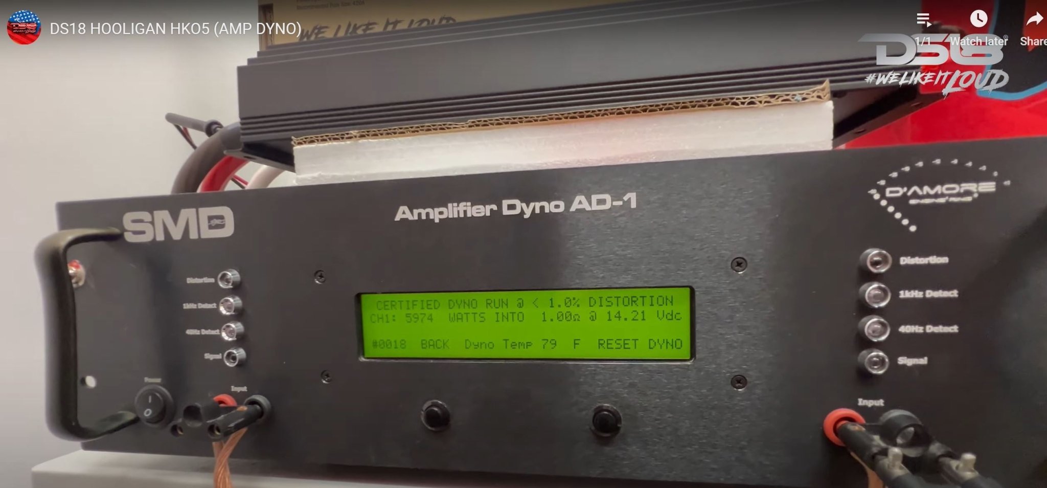 DS18 HOOLIGAN KO 1-Channel Amplifier with Voltmeter 5000 Watts Rms @ 1-Ohm Made In Korea