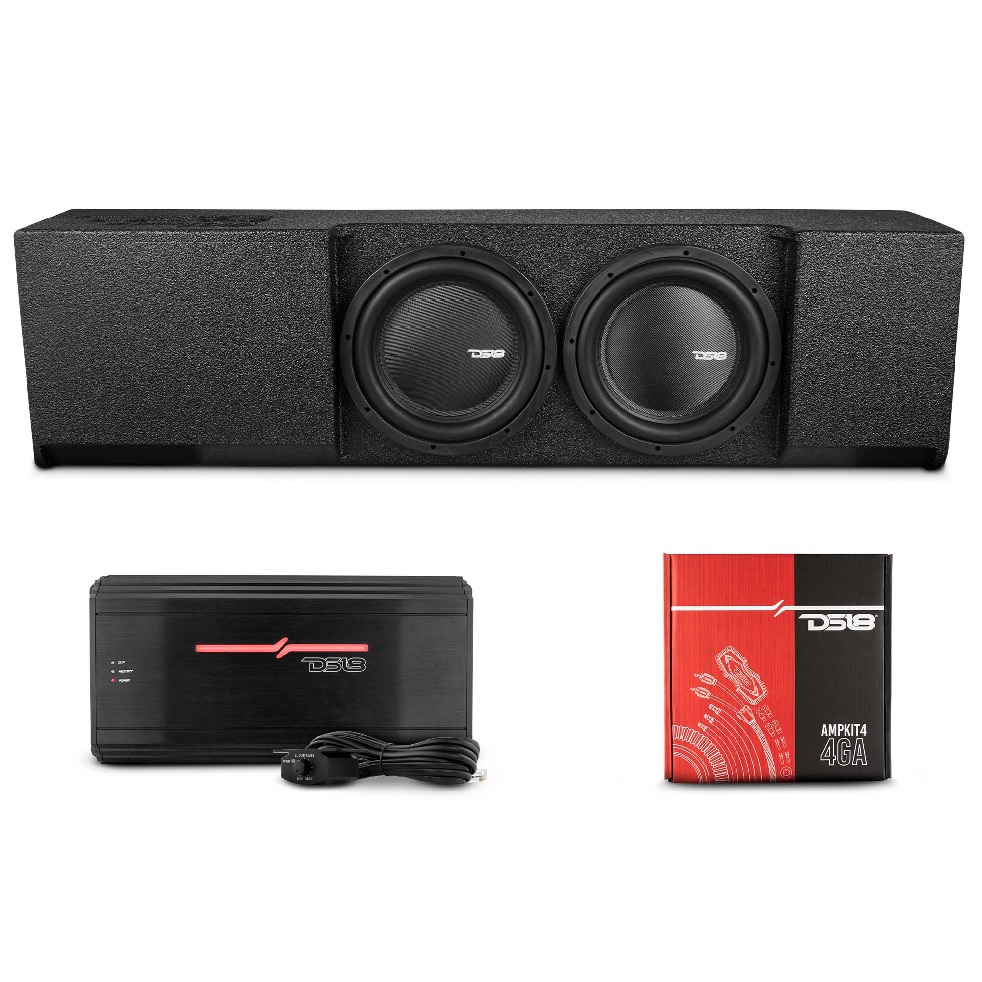 DS18 Loaded 2 x 12" Subwoofer Enclosure for 2009 - UP Ford F-150 Crew Cab 2017-2026 Super Duty F-250 / F-350 Crew Cab