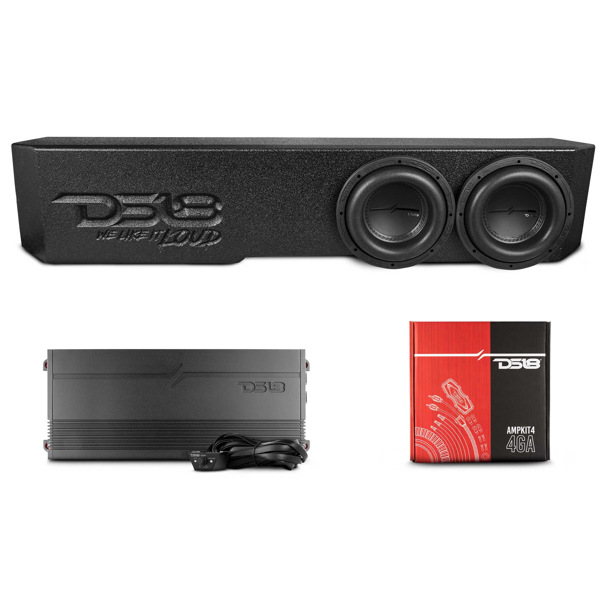 DS18 2018-2026 Jeep Gladiator Dual 8” Ported Subwoofer Under Seat Enclosure with Amplifier