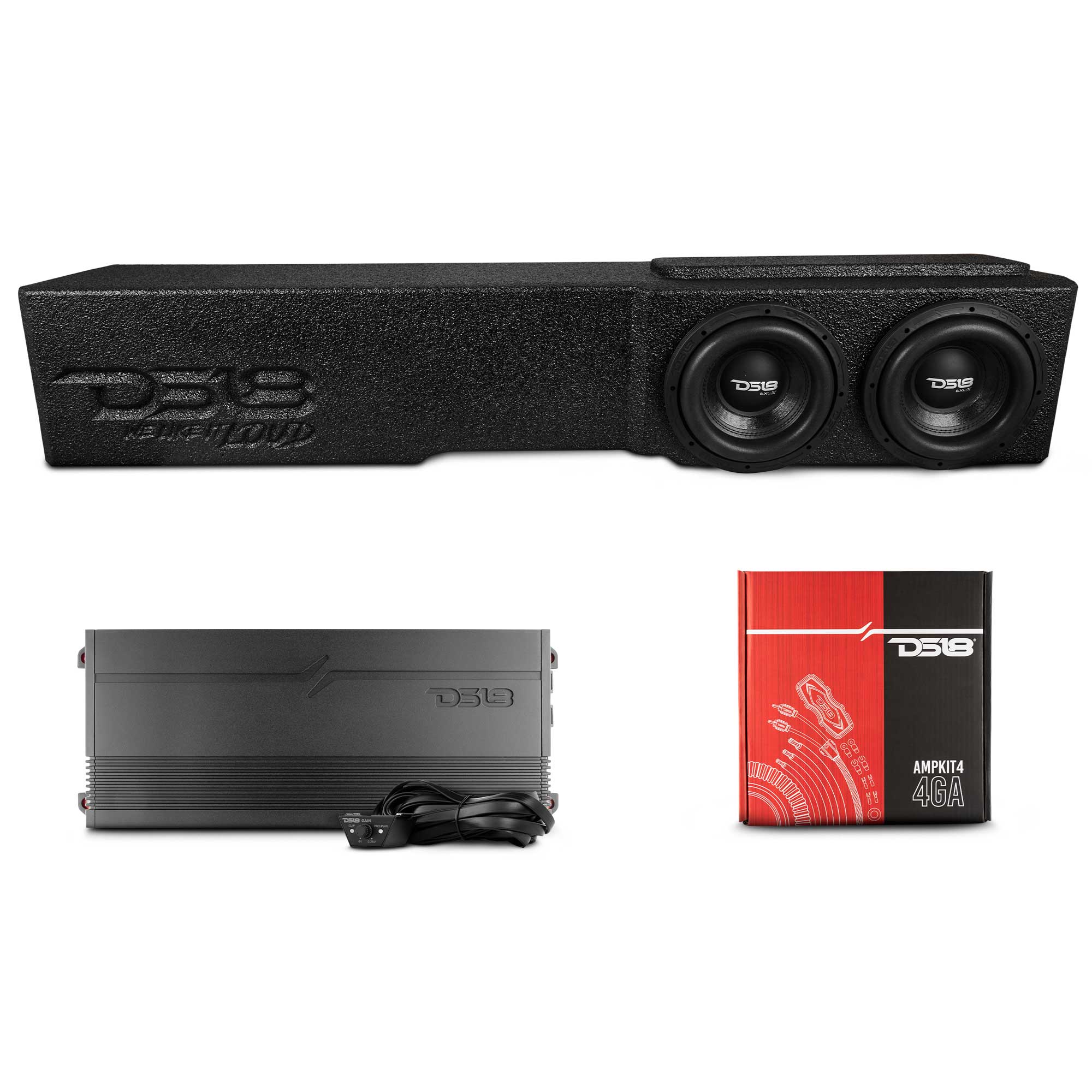 DS18 Loaded 2 x 8" Subwoofer Enclosure for Chevy/GMC Crew Cabs (2007-2026) and Ford F-150/Super Duty Crew Cabs (2009-2026)