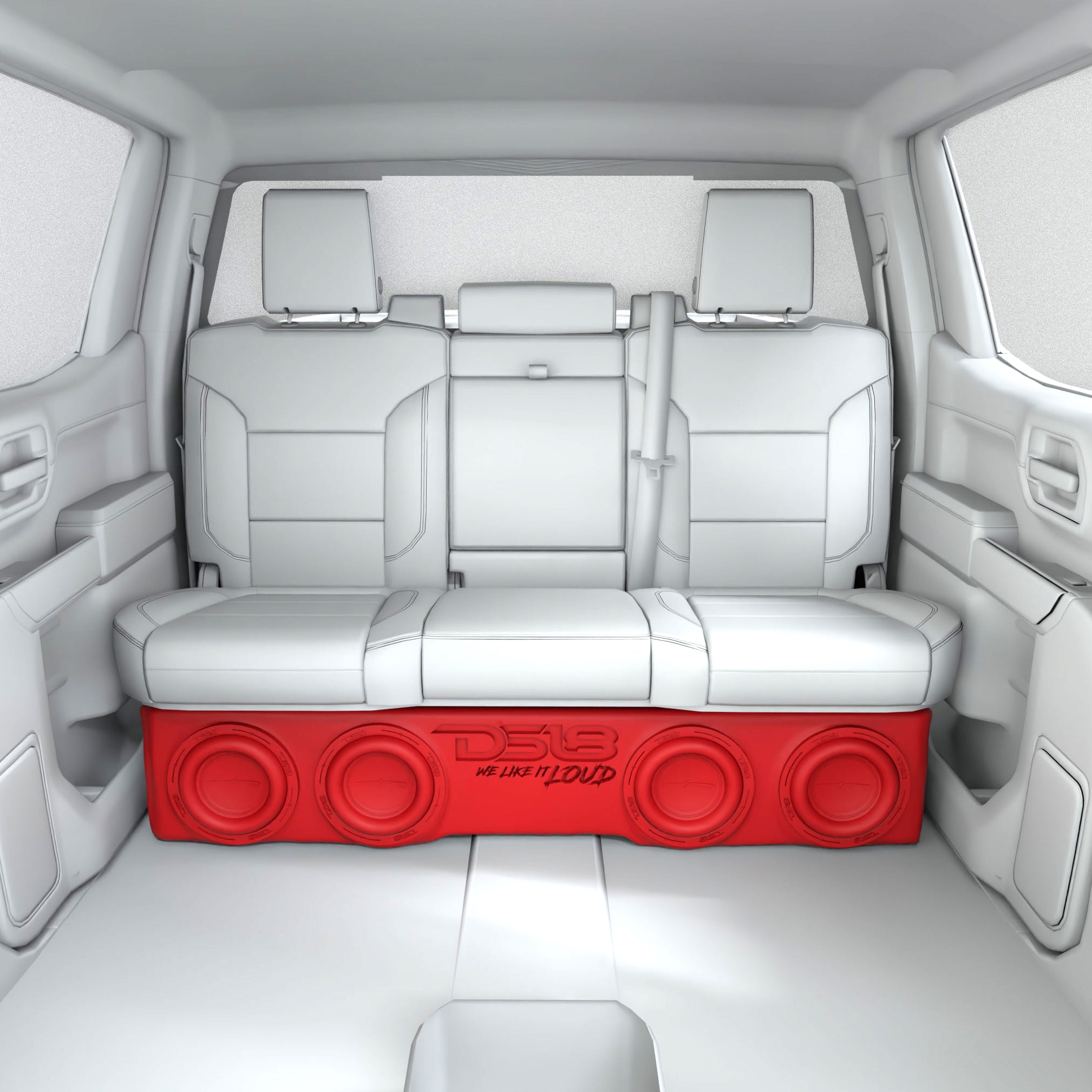 DS18 Loaded 4 x 8" Subwoofer Enclosure for Chevy/GMC Crew Cabs (2007-2026) and Ford F-150/Super Duty Crew Cabs (2009-2026)