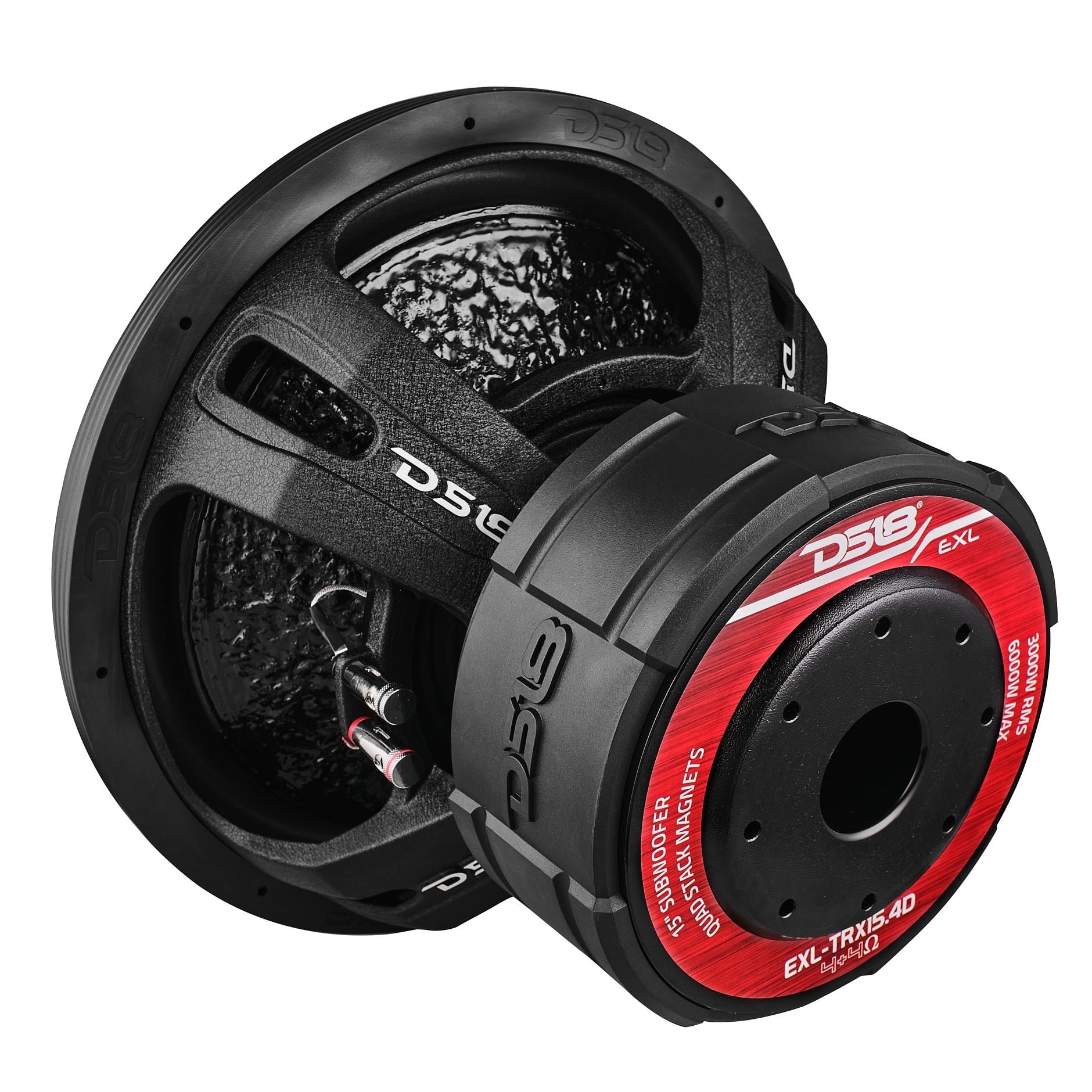 DS18 EXL 15” Subwoofer Quad Stack with Reinforced Cone 3000 Watts RMS 4” Dvc 4-Ohm