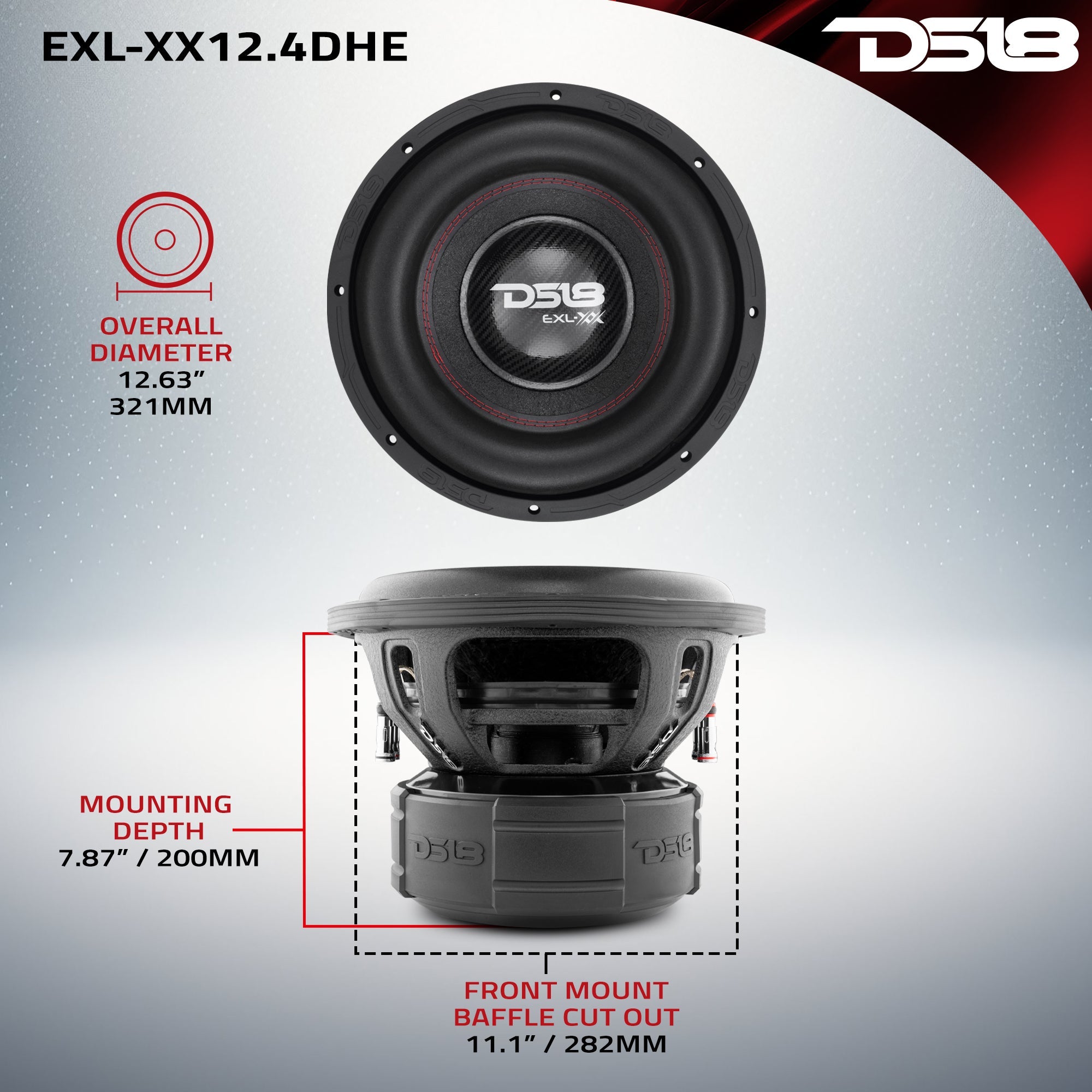 DS18 EXL XX 12" High Excursion Subwoofer 2000 Watts Rms DVC 4-Ohm