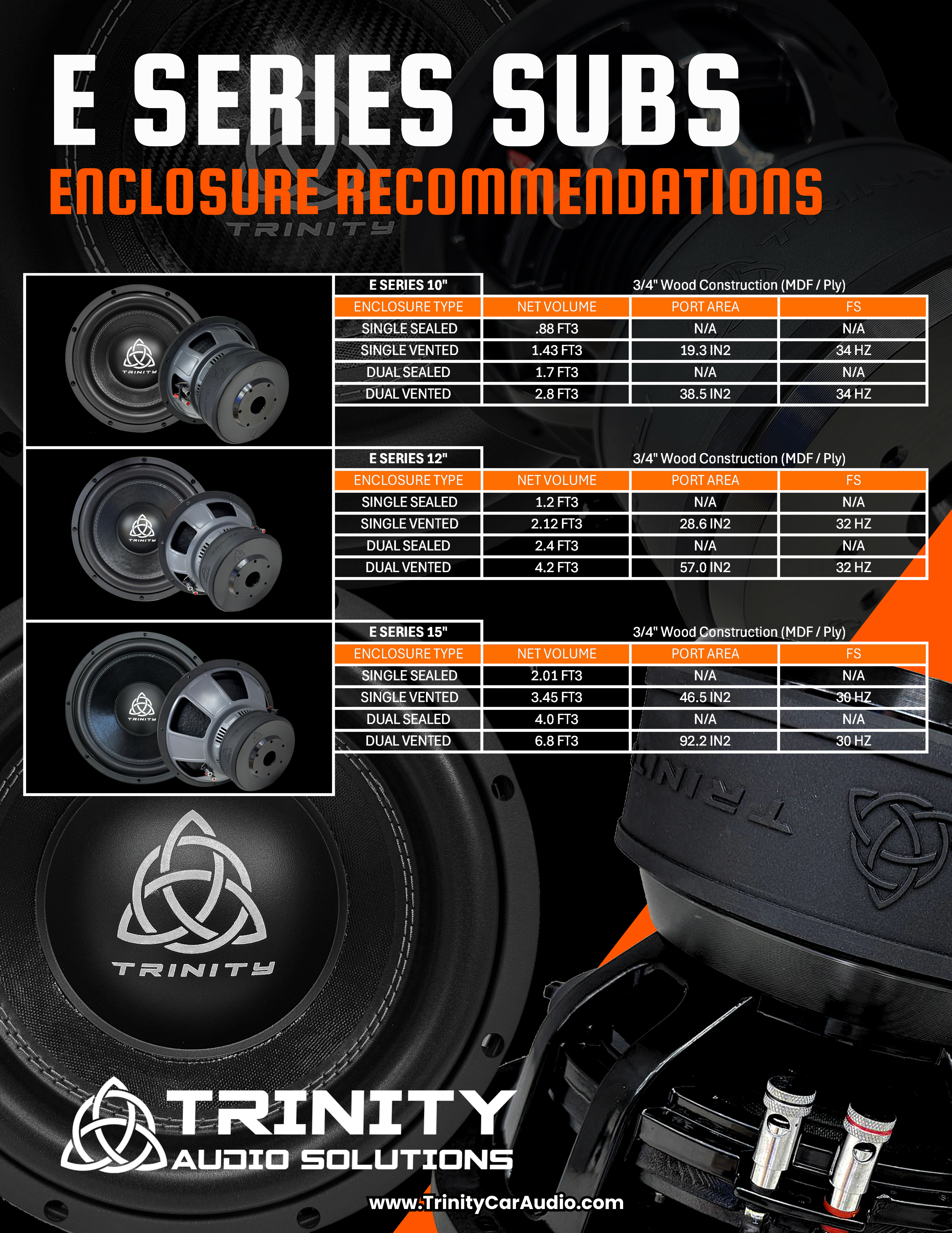 Trinity Audio Solutions E Series 12" Subwoofer — 800W RMS Dual Voice Coil