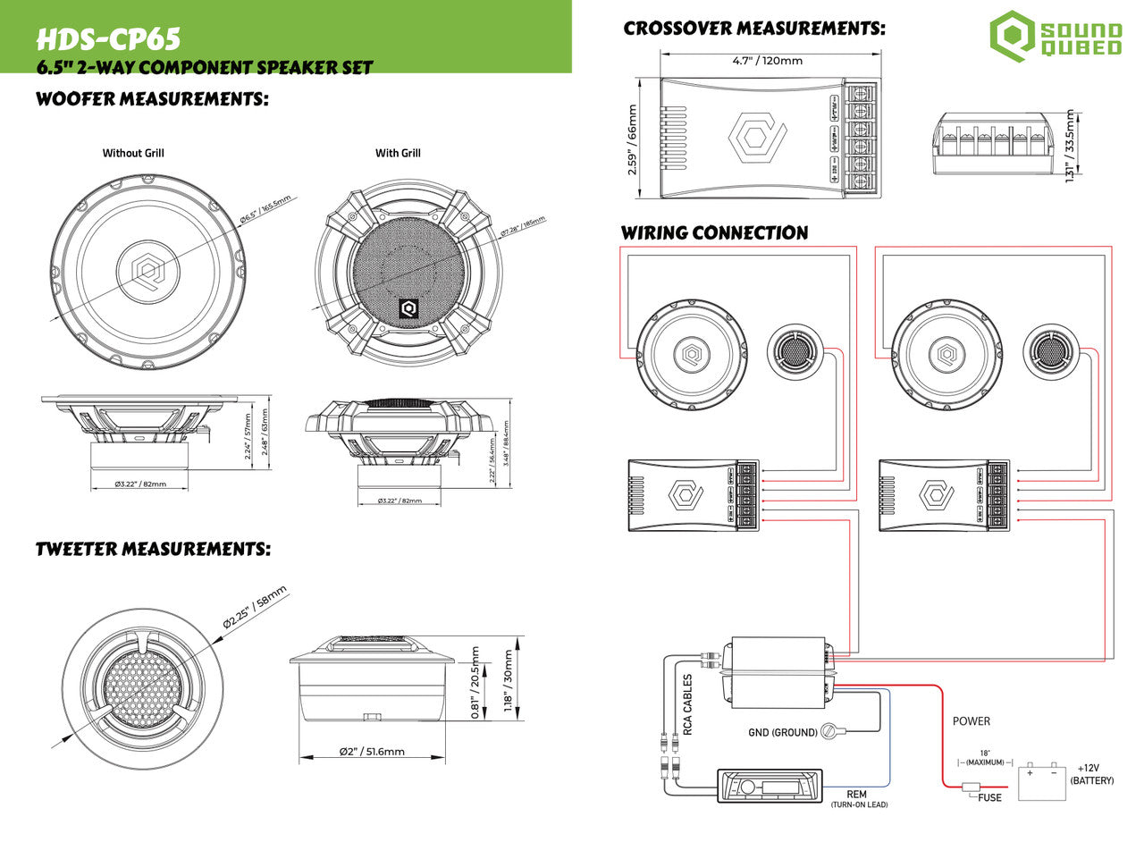 SoundQubed HDS 6.5" Component Speaker Set Car Audio