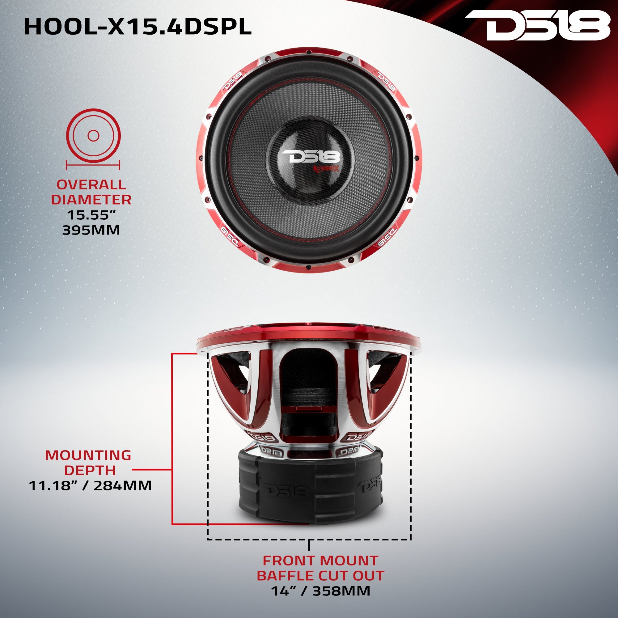 DS18 HOOLIGAN X 15" SPL Subwoofer 4000 Watts Rms 4" DVC 4-Ohm