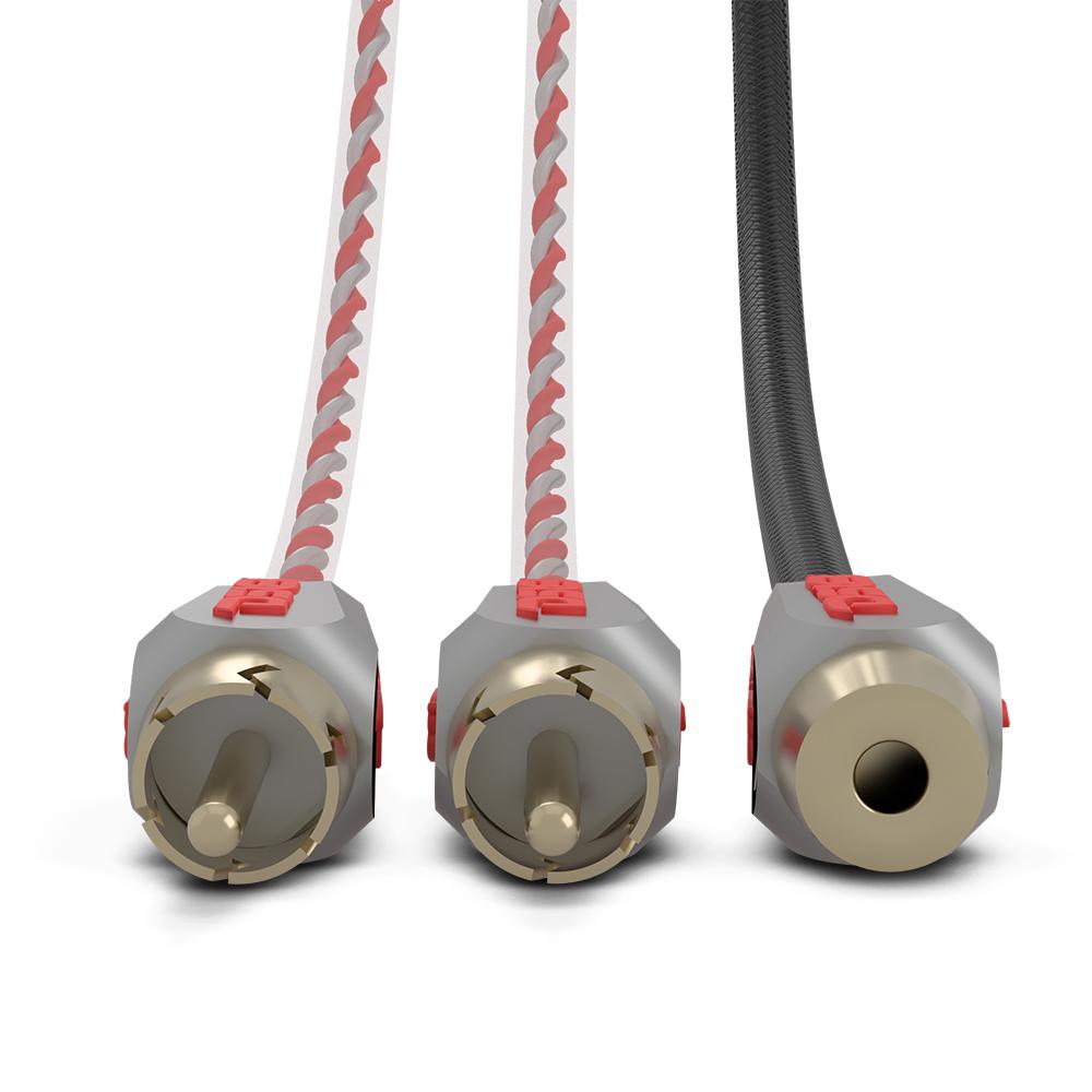 DS18 Level 3 RCA 100% Copper OFC Y Connector 1 FEMALE to 2 MALE - BLACK - RED