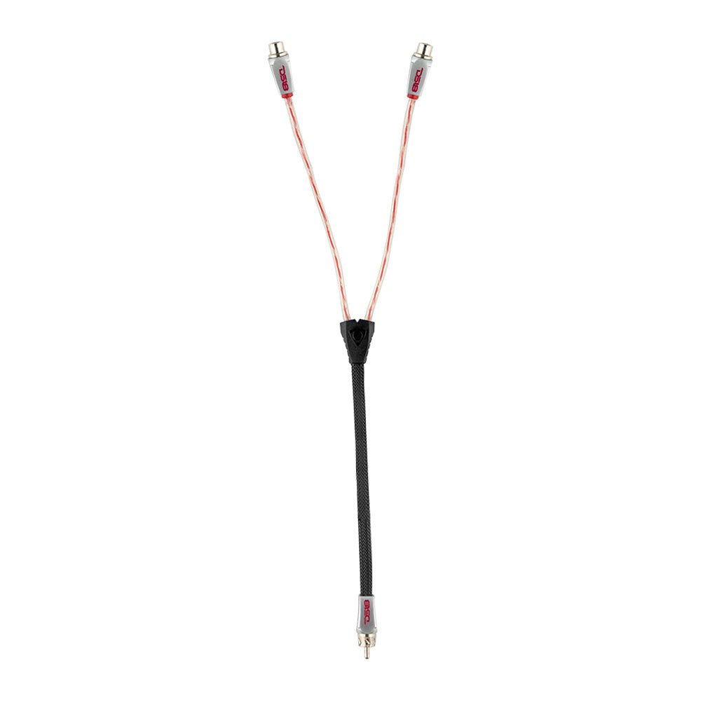 DS18 Level 3 RCA 100% Copper OFC Y Connector 2 FEMALE to 1 MALE - BLACK - RED