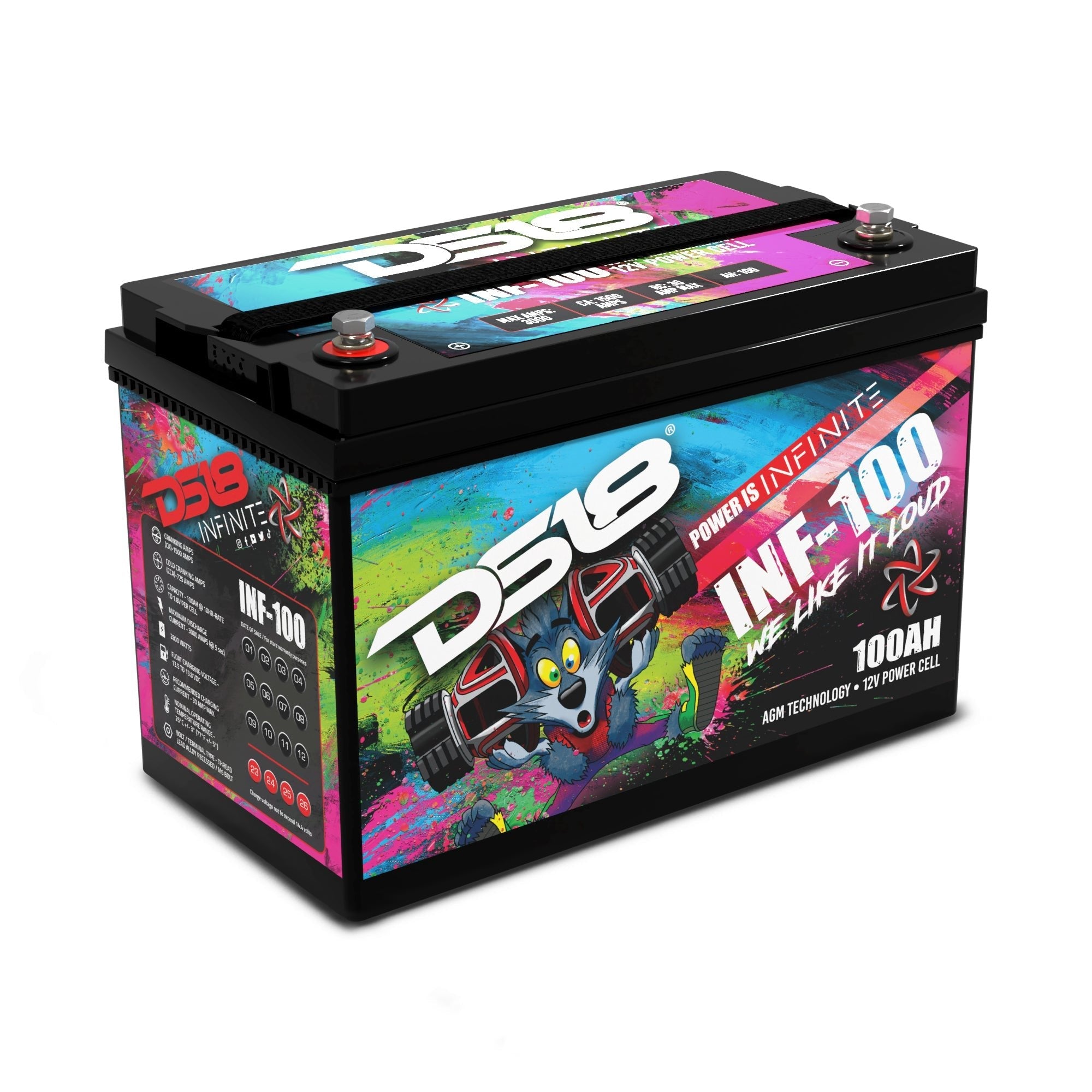DS18 INFINITE 100 AH AGM Power Cell 12 Volt Battery
