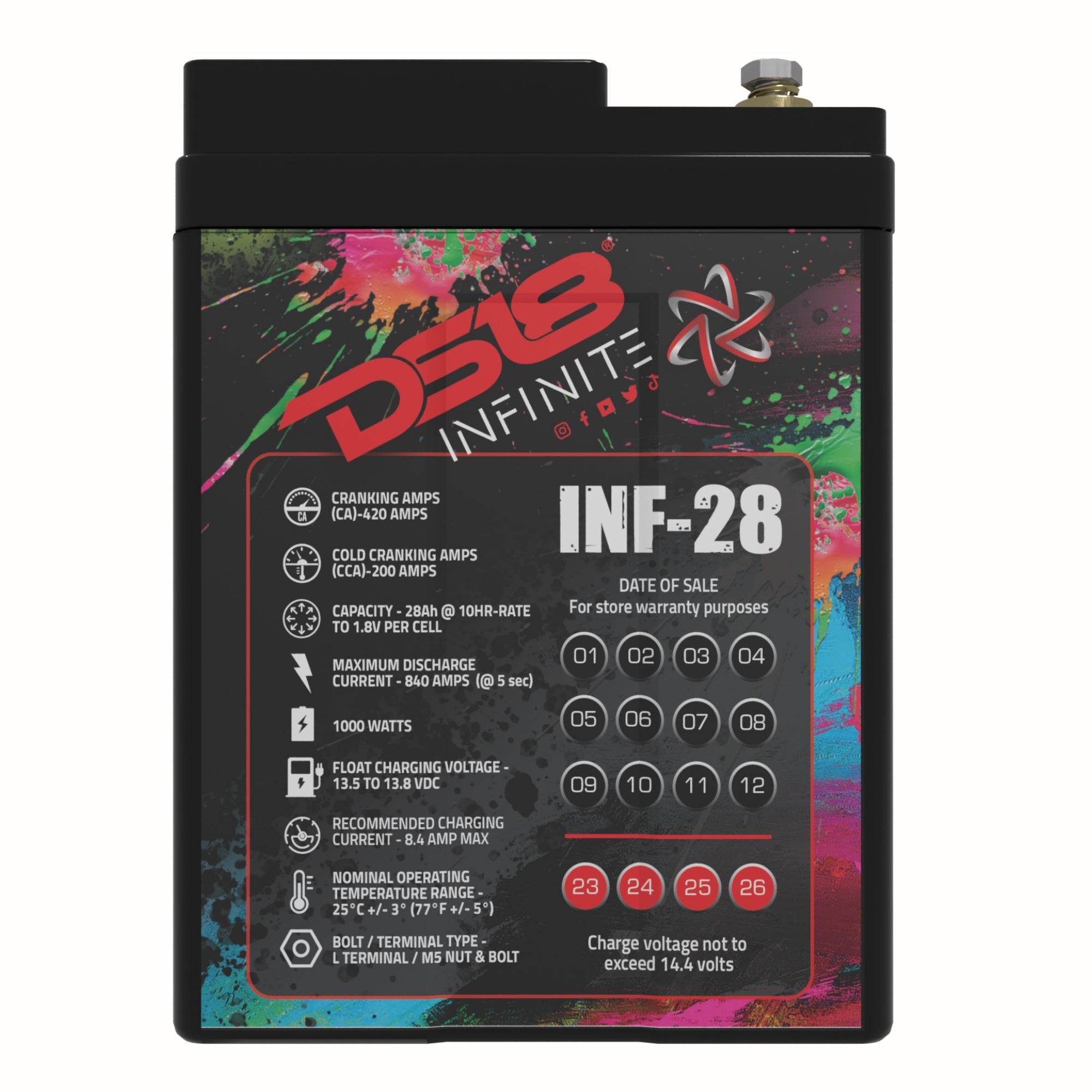 DS18 INFINITE 28 AH AGM Power Cell 12 Volt Battery